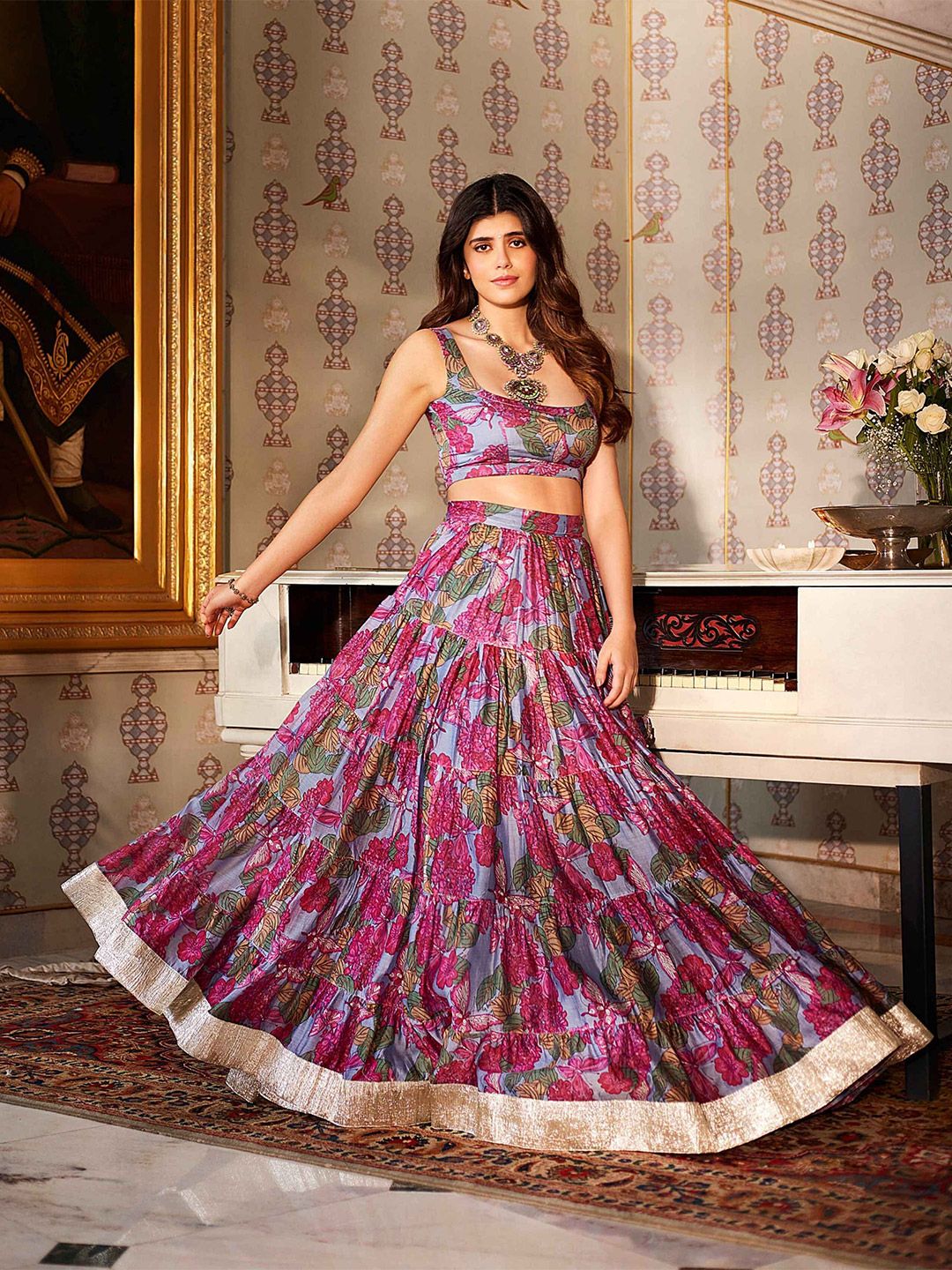 AACHHO Ethnic Motifs Printed Lehenga & Blouse With Dupatta Price in India