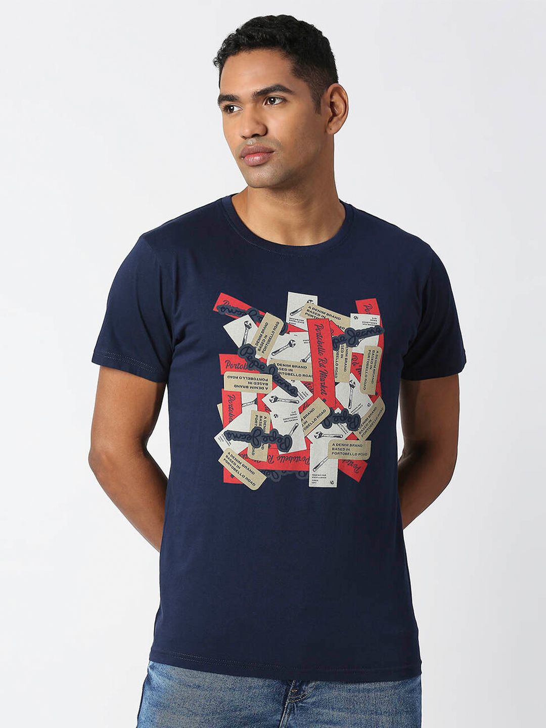 Pepe Jeans Men Graphic Printed Pure Cotton Slim Fit T-shirt
