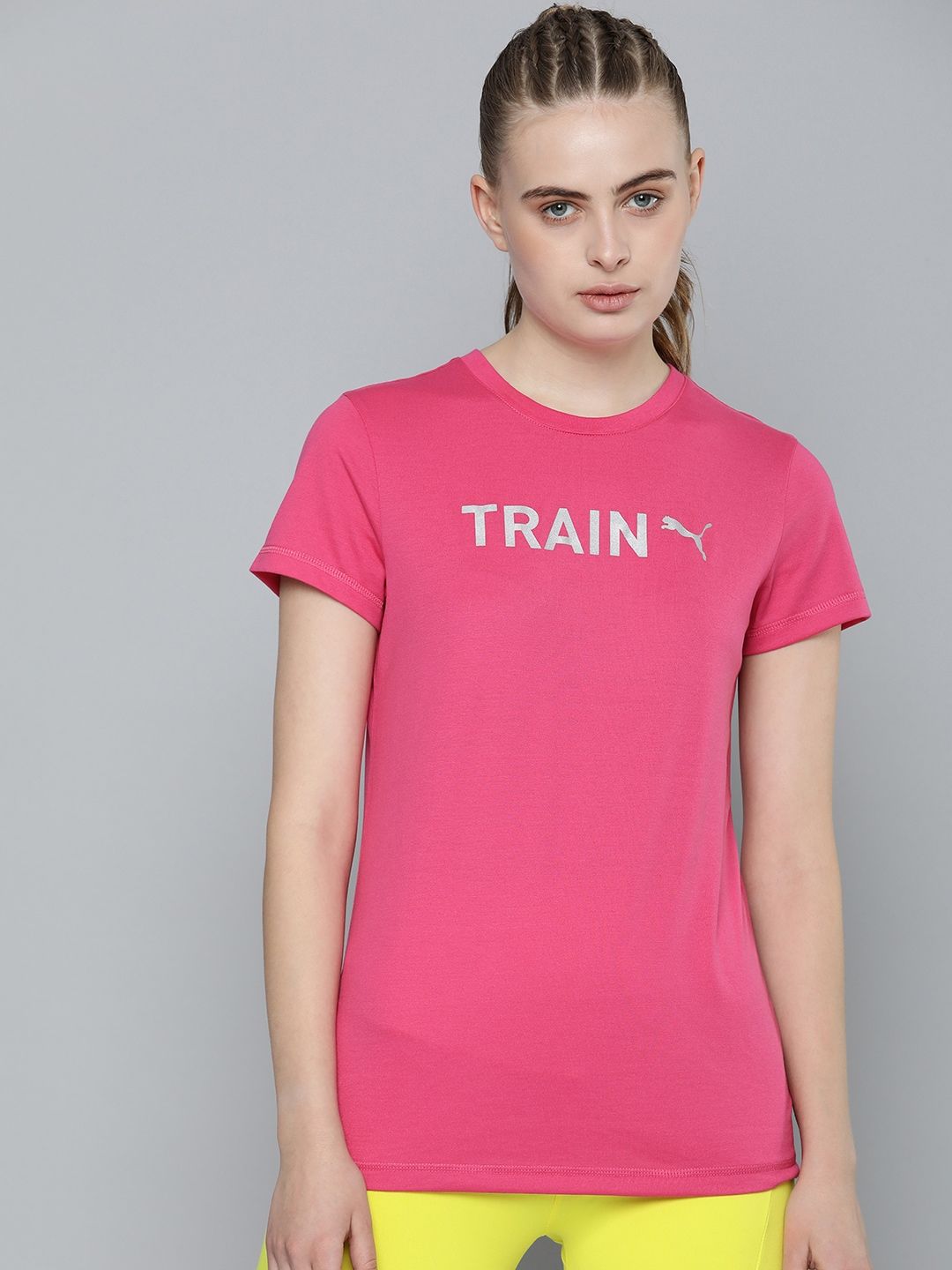 Puma Typography Printed Dry- Cell Training or Gym Regular fit T-shirt Price in India