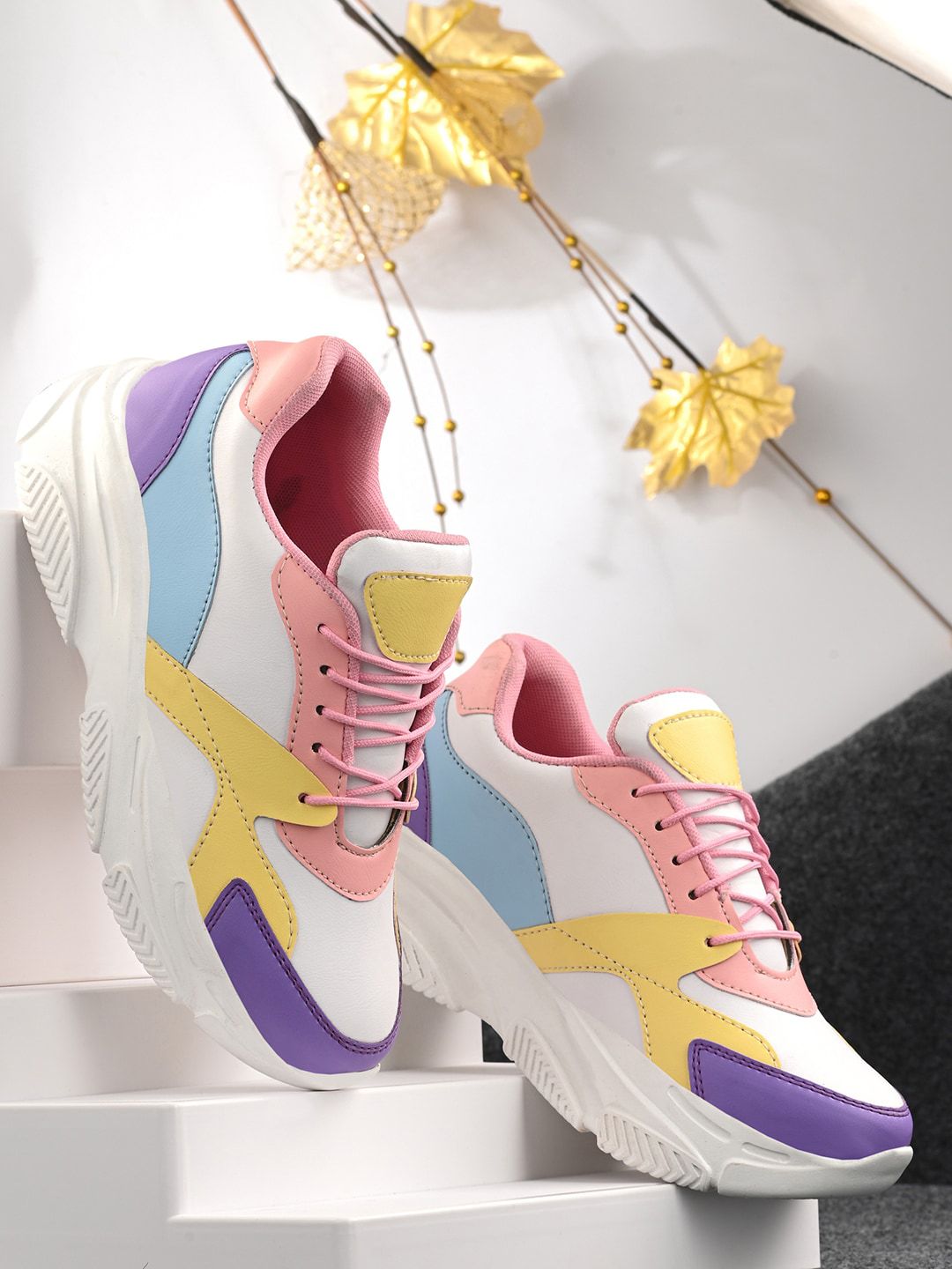 Mactree Women Colourblocked Pu Lace Ups Sneakers