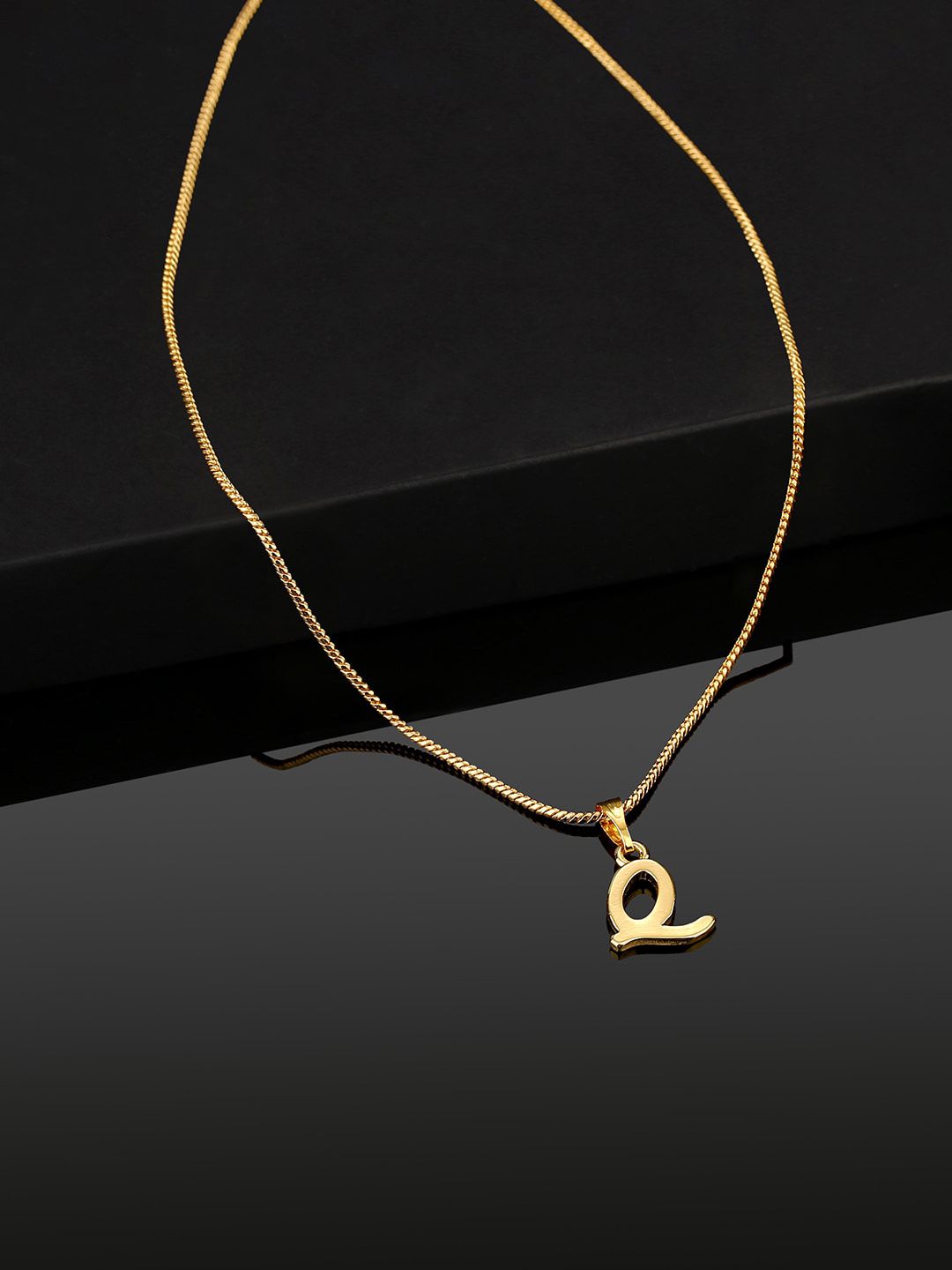 Estele Gold-Plated Initial Q Pendant With Chain
