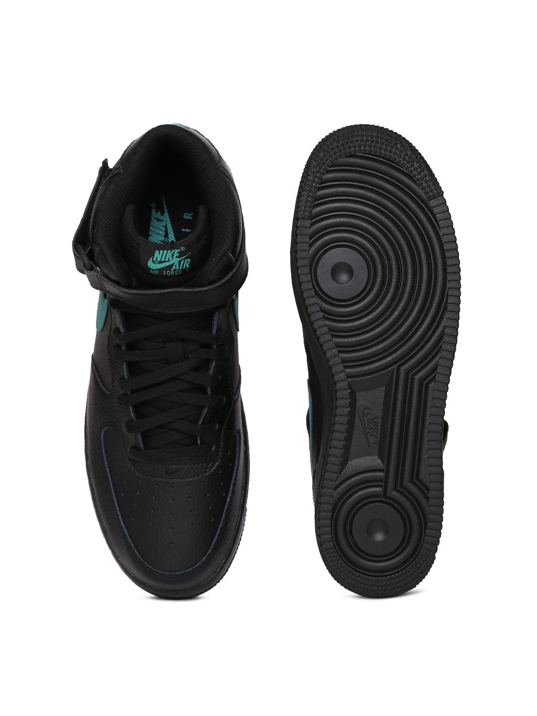 Buy Nike Men Black Solid Leather AIR FORCE 1 Mid-Top Sneakers