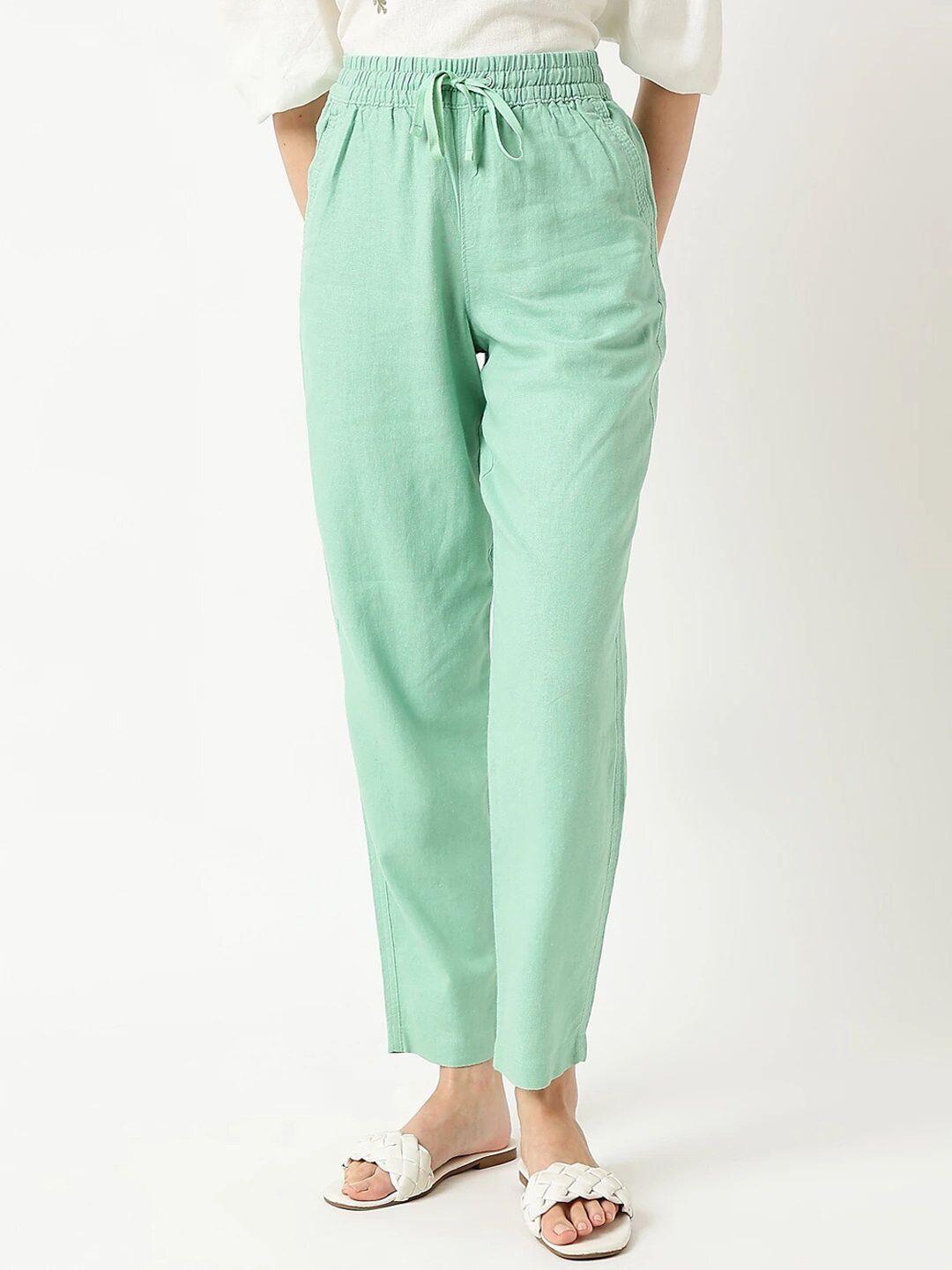Marks & Spencer Women Tapered Fit High-Rise Trousers Price in India