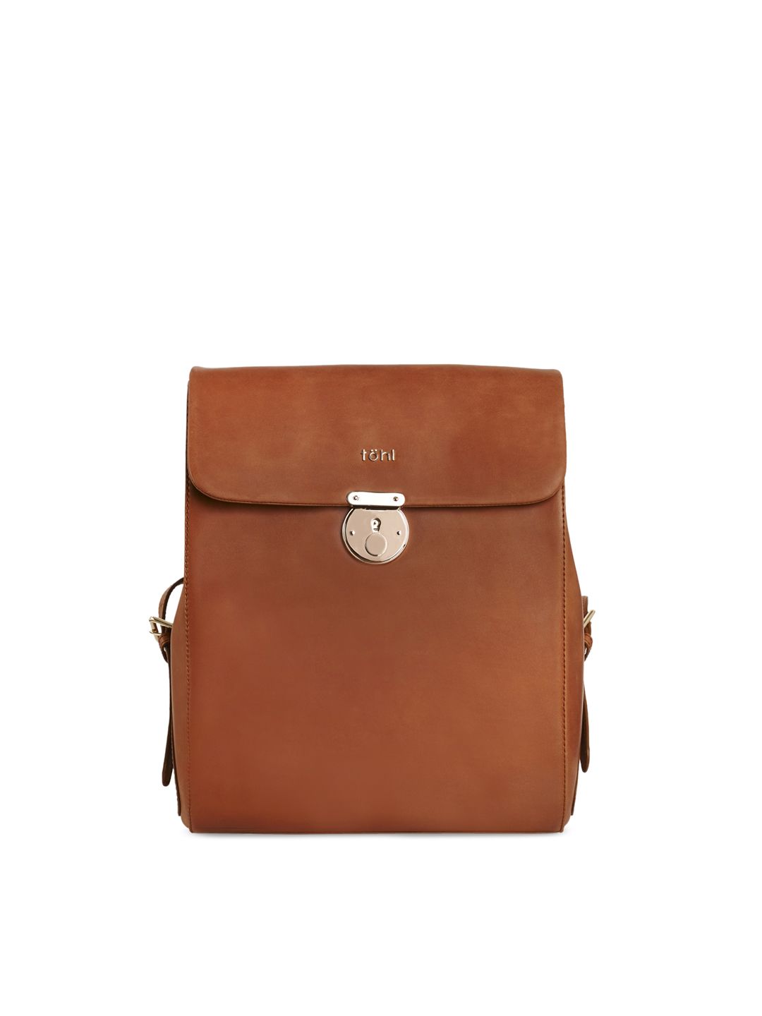 tohl Women Tan Brown Solid Leather Backpack Price in India