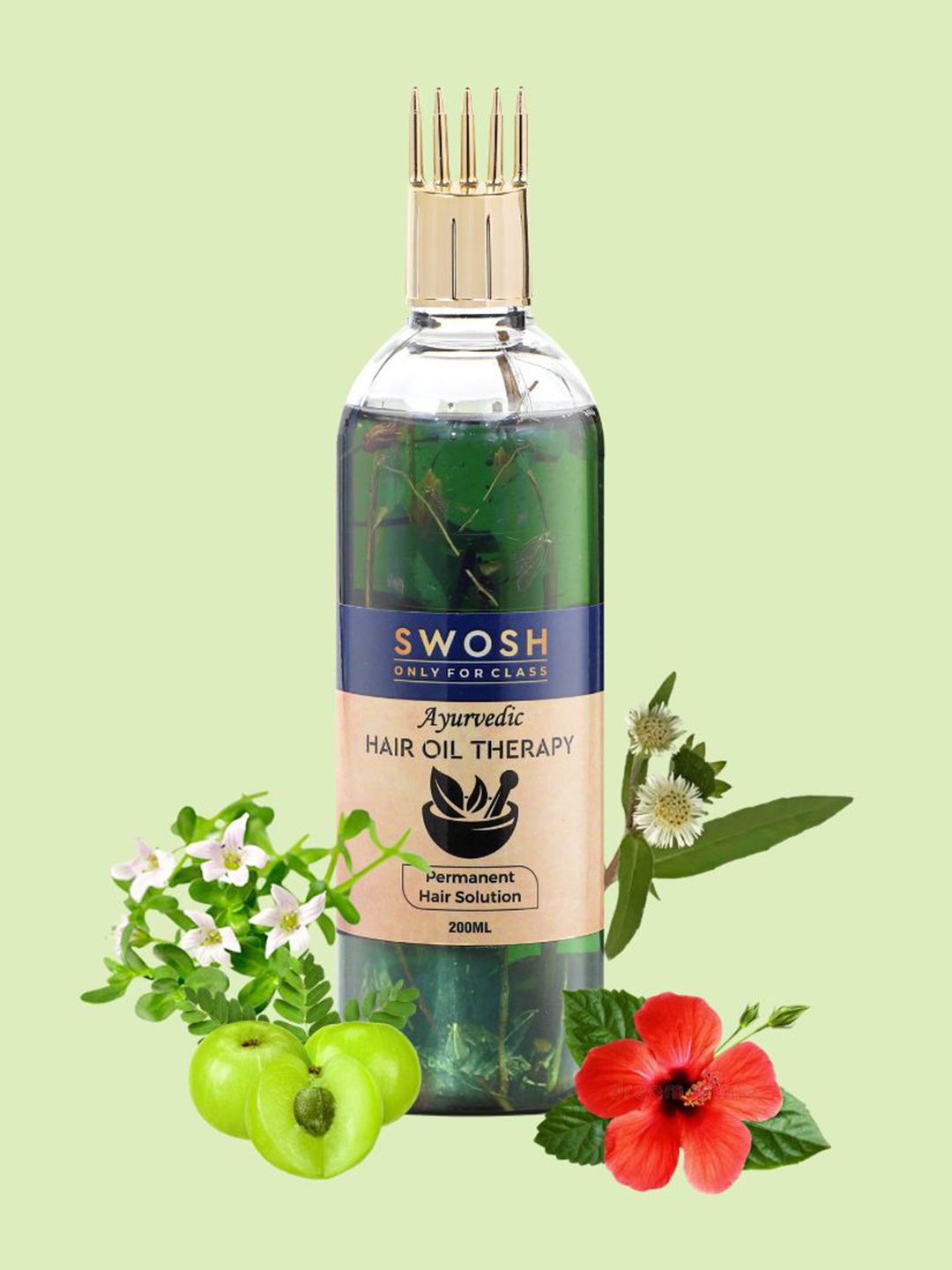 SWOSH Ayurvedic Ayurvedic Herbal Brahmi Amla & Brhinga Anti Hair Fall Anti Dandruff Hair Oil - 200ml