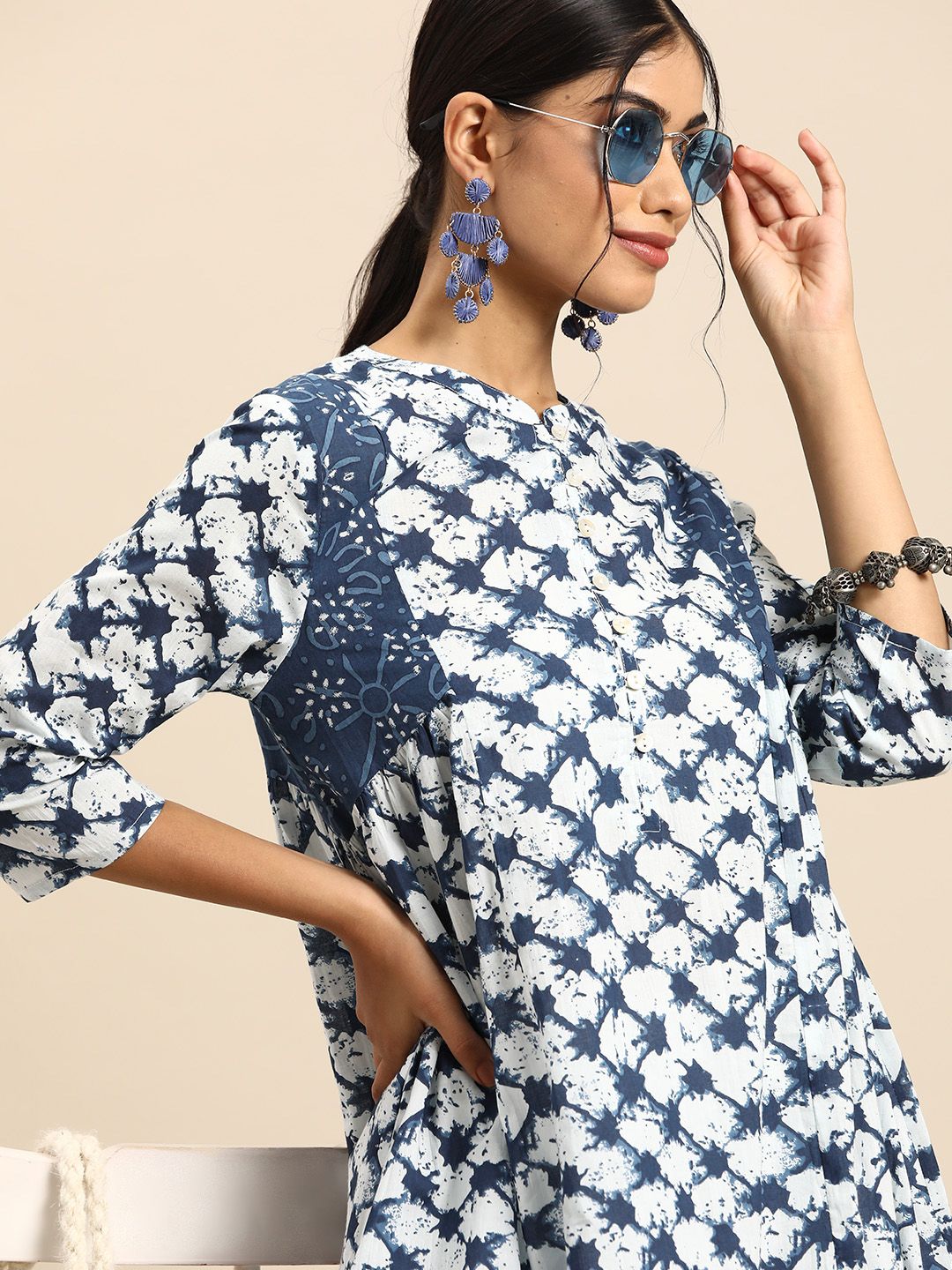 Sangria Pure Cotton Abstract Printed Kurta Price in India