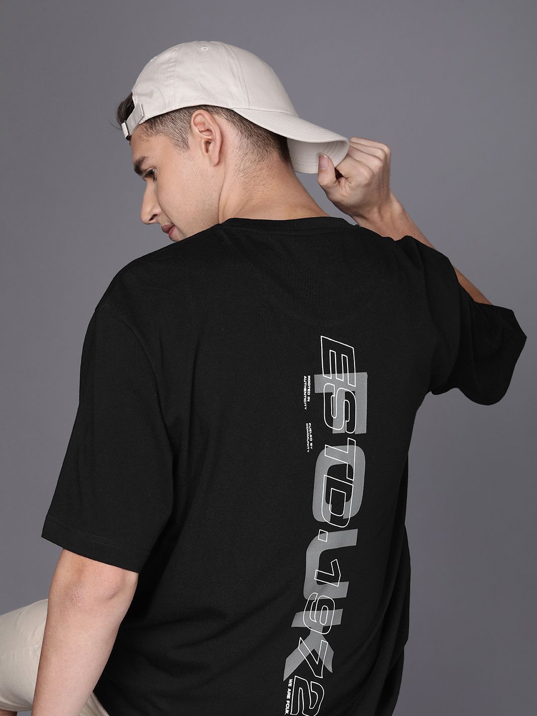 FCUK Men Pure Cotton Brand Logo Printed Drop-Shoulder Sleeves Oversized Fit T-shirt