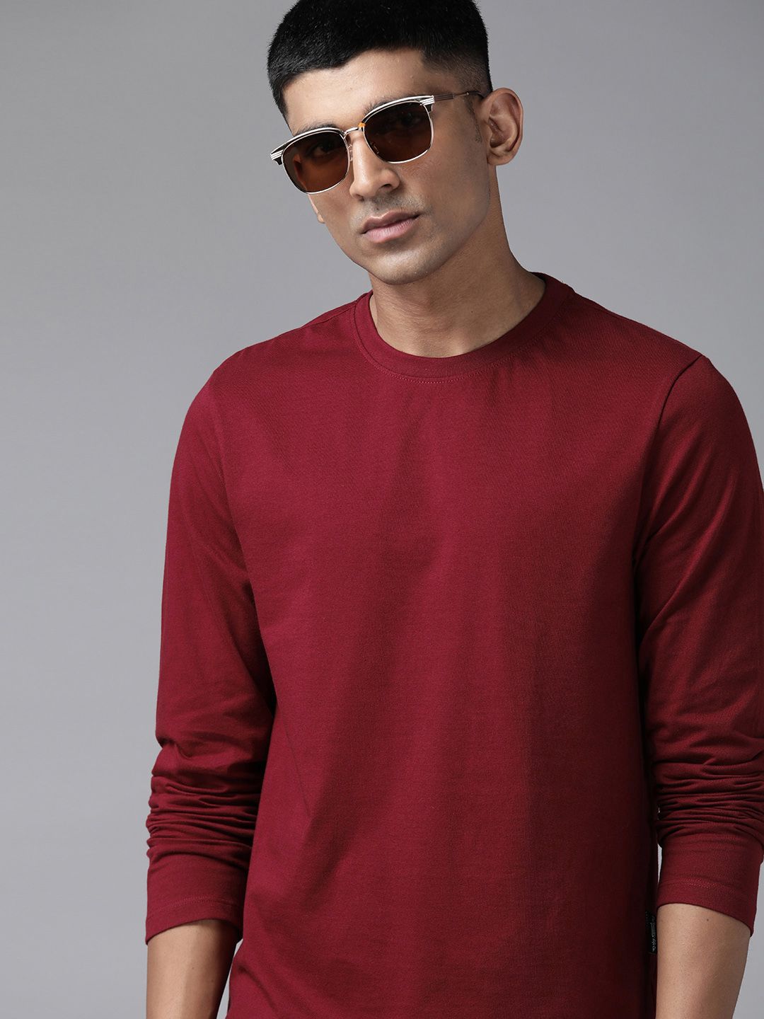 The Roadster Lifestyle Co. Men Solid Long Sleeves Pure Cotton T-shirt