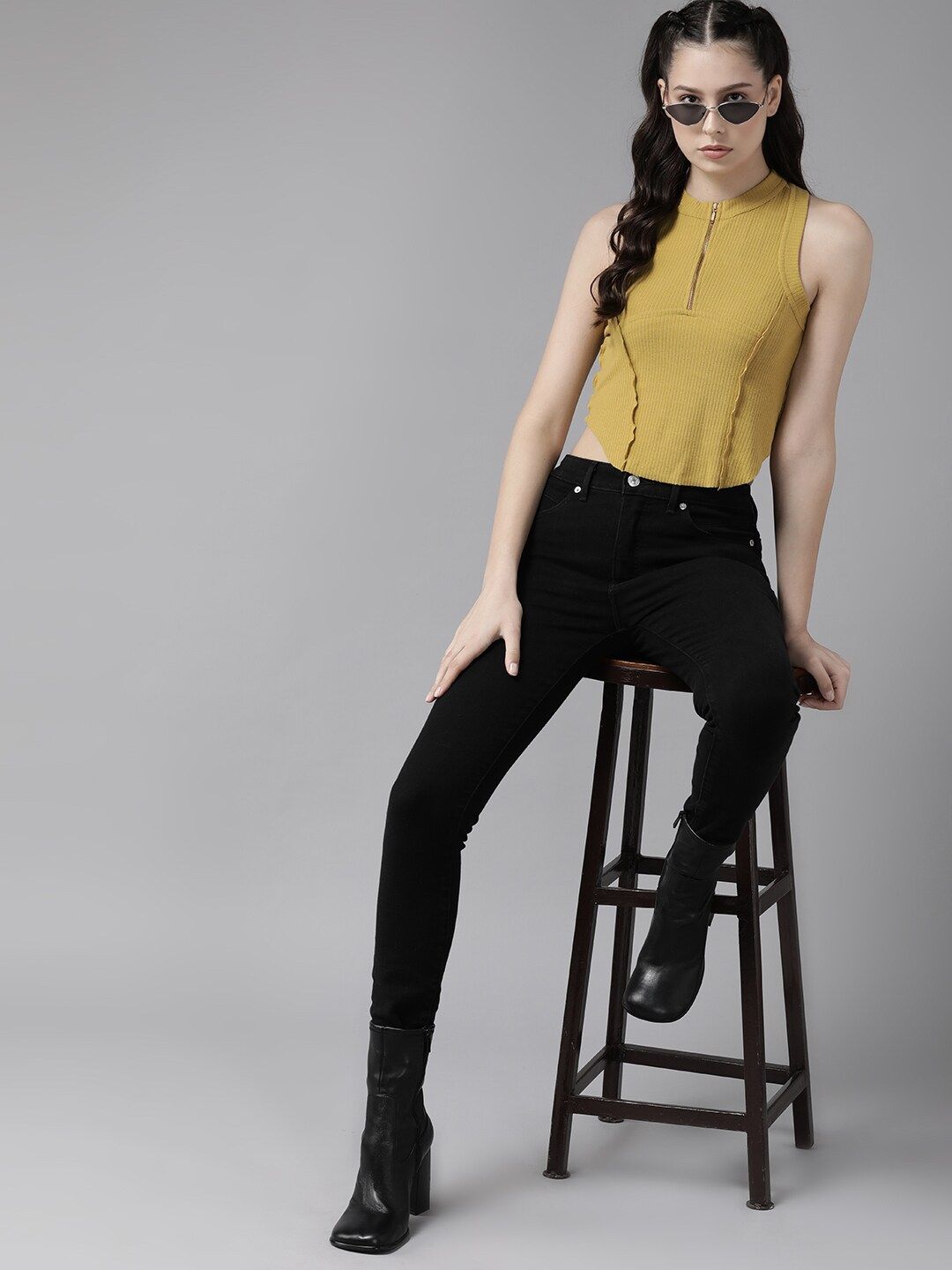 Buy The Roadster Lifestyle Co. Ribbed Half Zipper Crop Tank Top