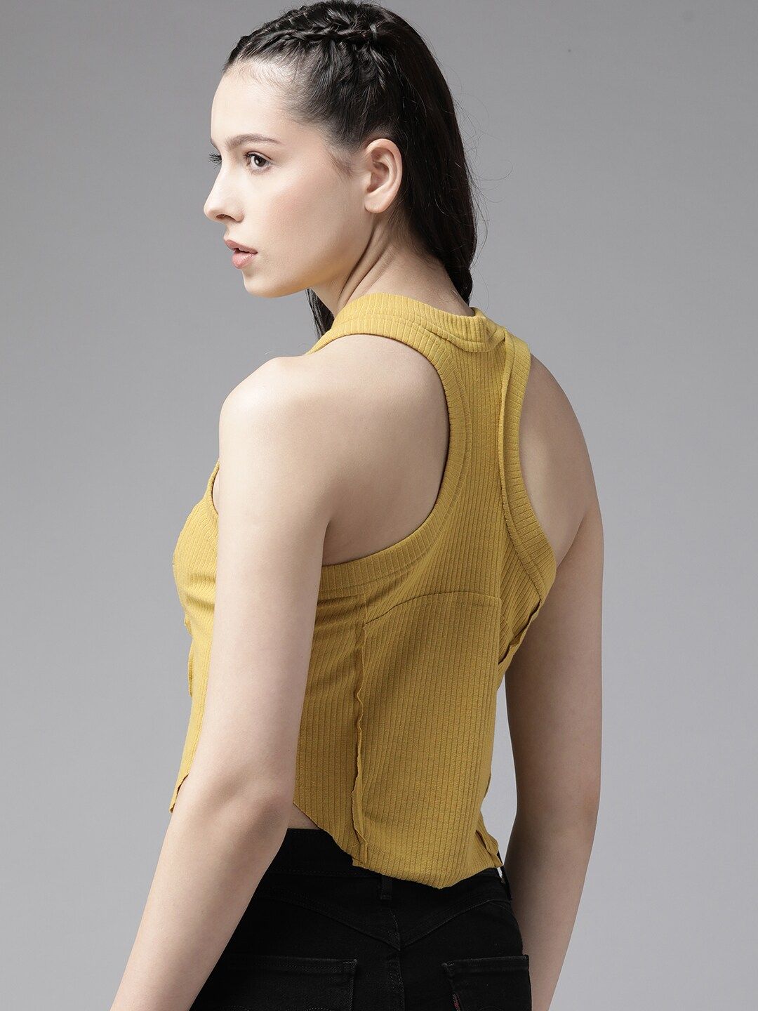Buy The Roadster Lifestyle Co. Ribbed Half Zipper Crop Tank Top