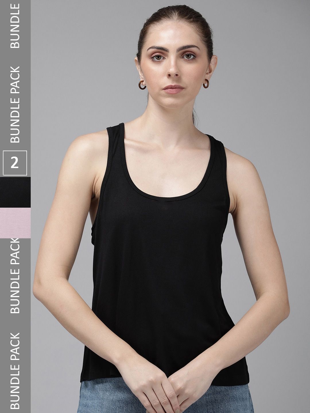 The Roaster Lifestyle Co. Pack Of 2 Solid Tank Top Price in India