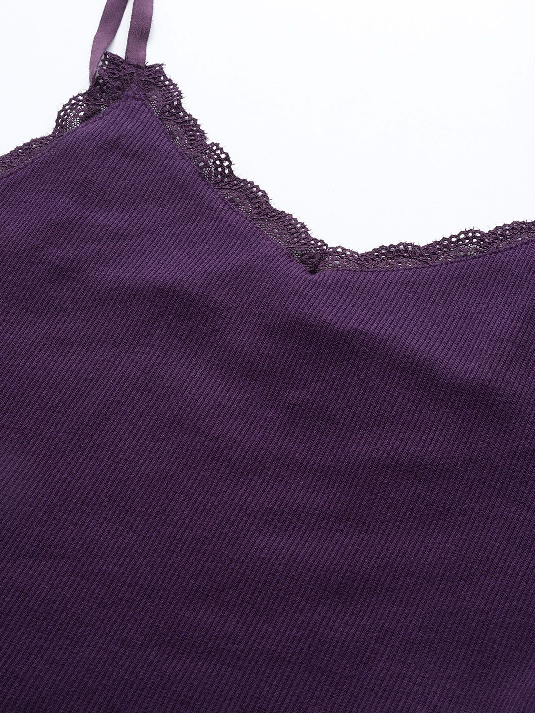 Buy The Roadster Lifestyle Co. Solid Knitted Cami Top With Lace