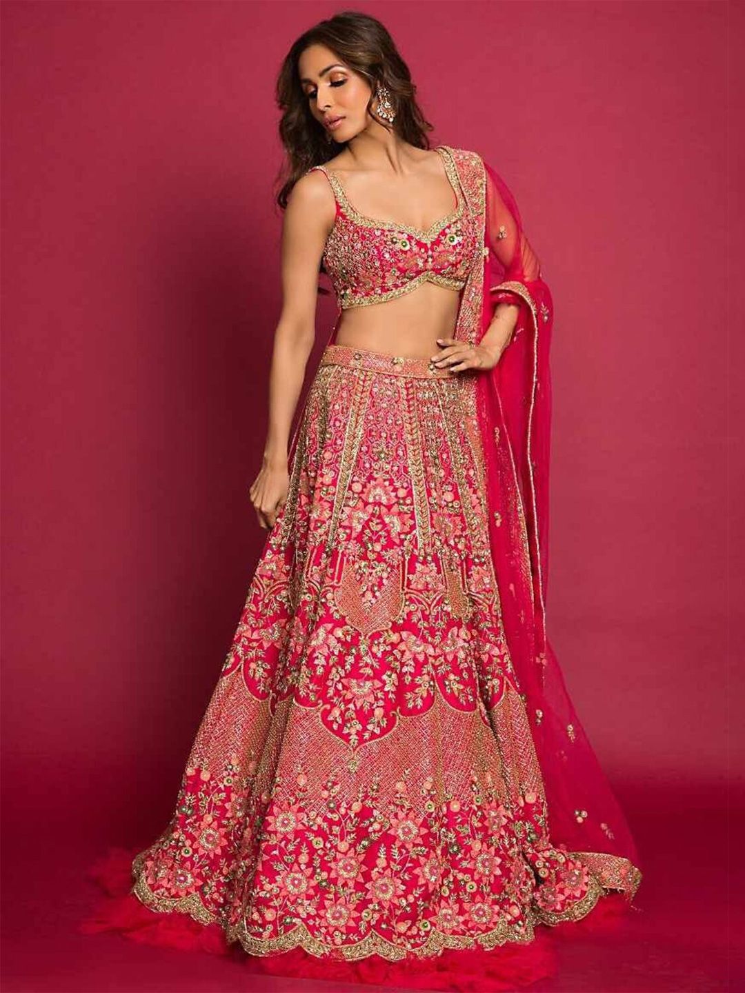 Zainab chottani Thread Work Semi-Stitched Lehenga & Unstitched Blouse With Dupatta Price in India