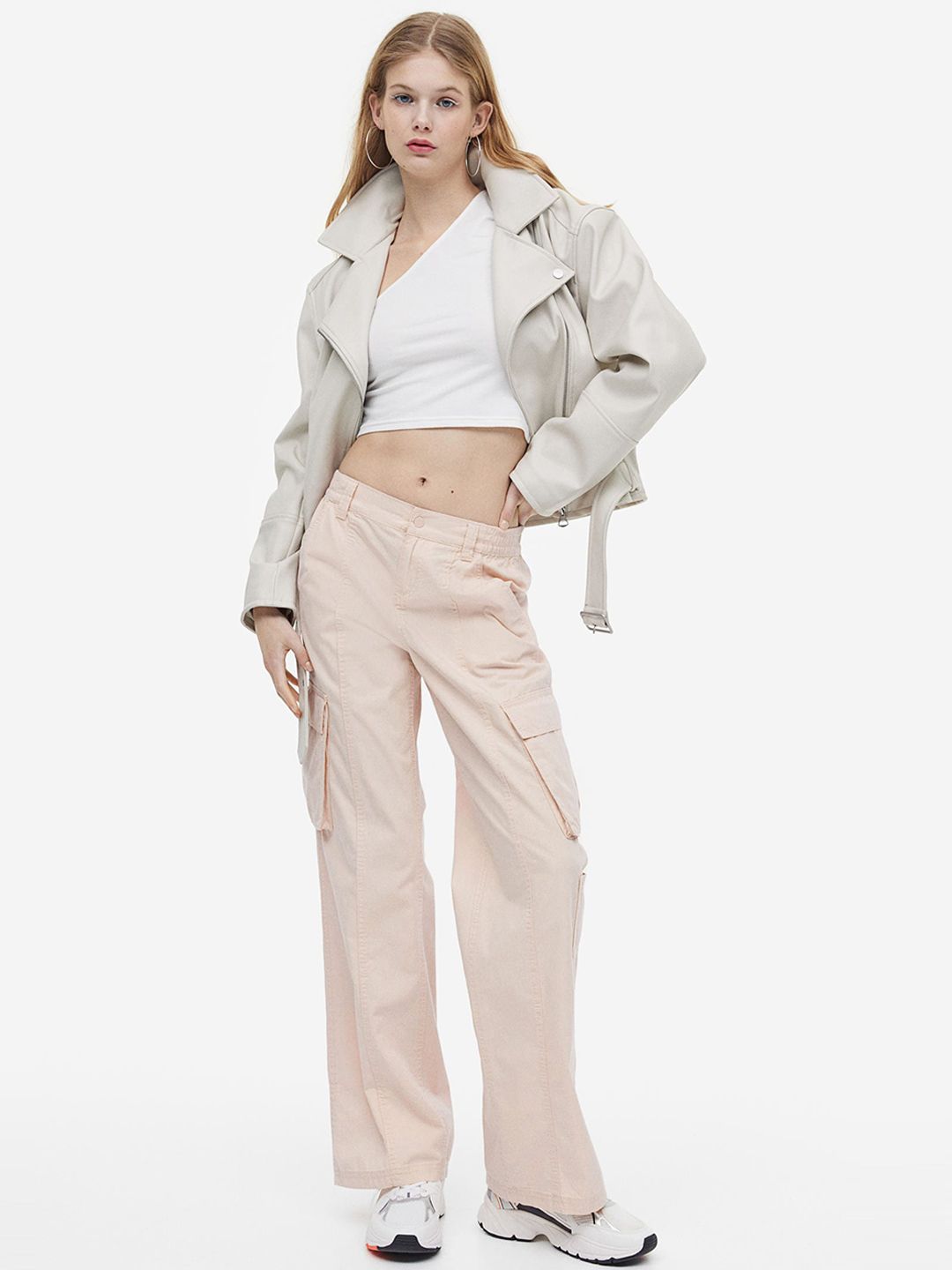 H&M Women Canvas Cargo Trousers Price in India