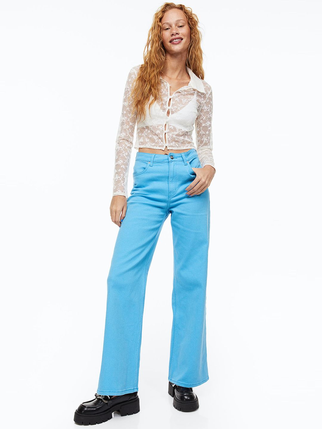 H&M Women Wide Twill Trousers Price in India