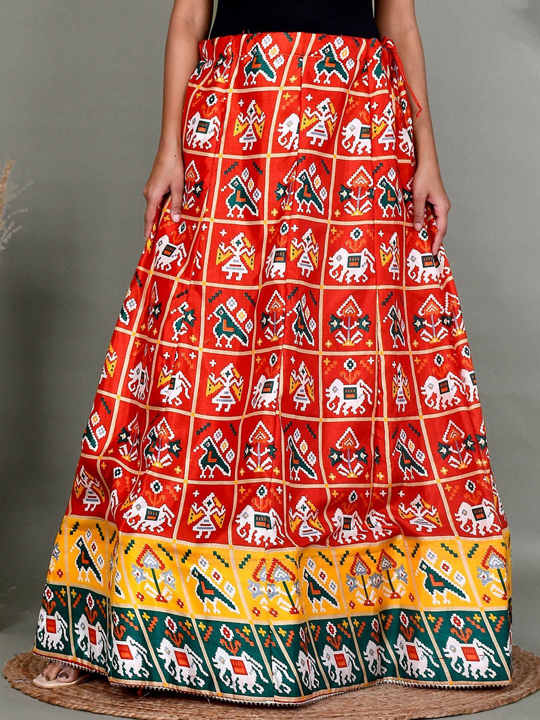 Kesarya Ethnic Printed Pure Silk Maxi Flared Skirt Price in India
