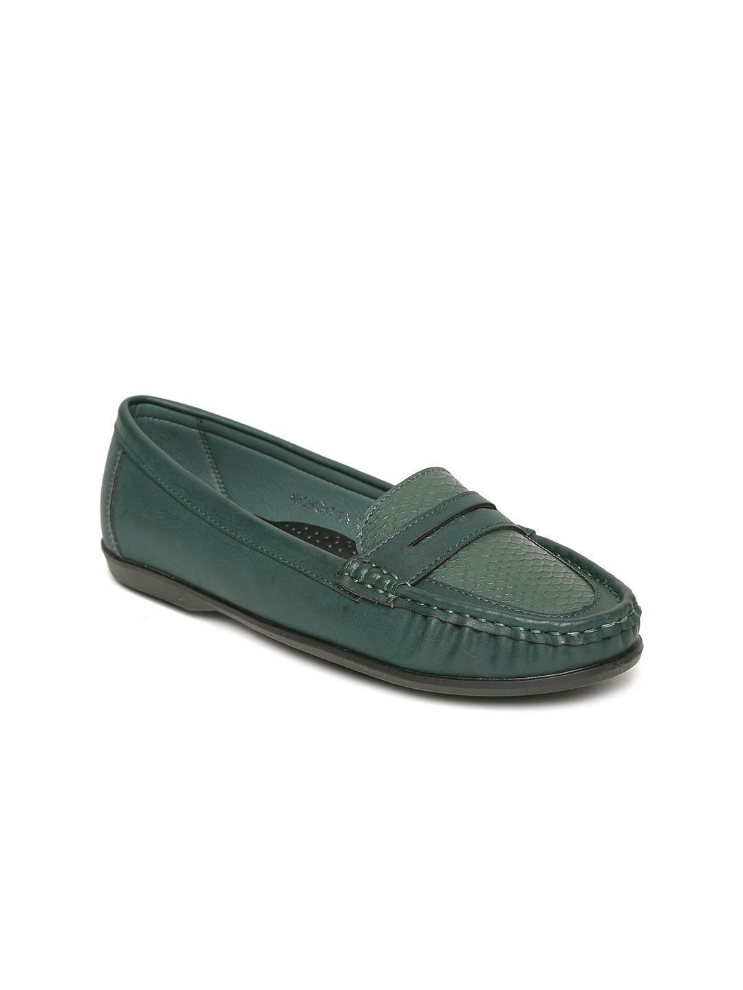 Allen Solly Women Green Snakeskin-Textured Loafers Price in India