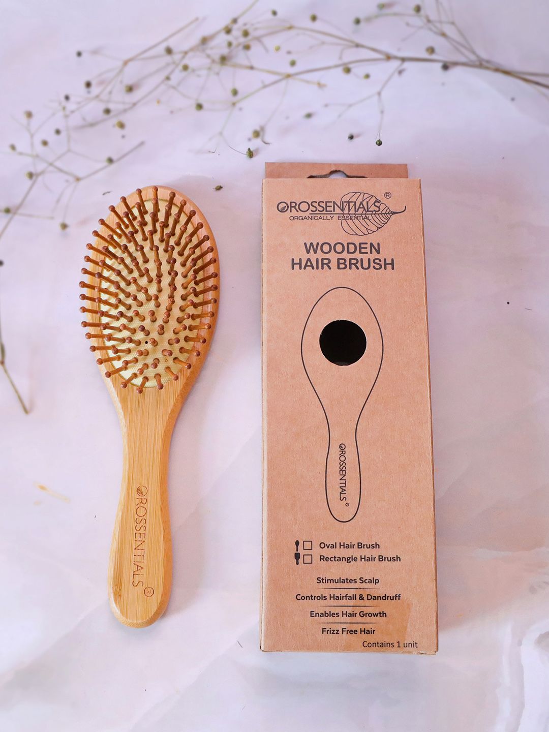 OROSSENTIALS Small Oval Wooden Hair Brush