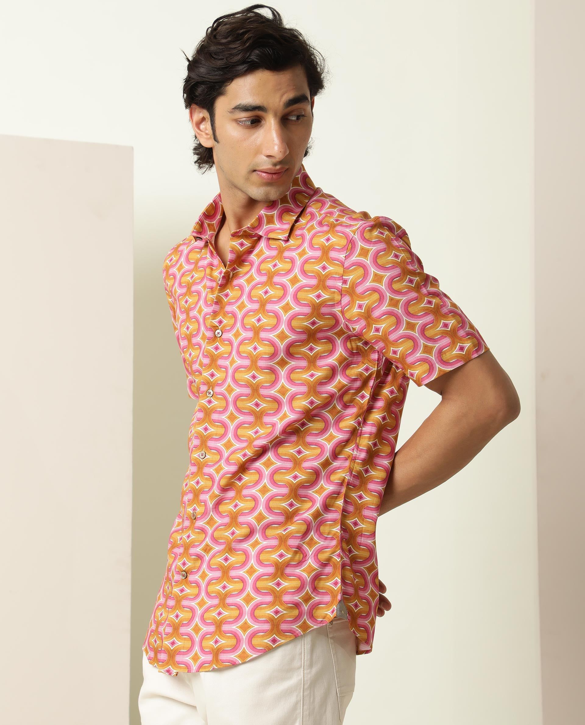 RARE RABBIT RARE RABBIT Rebeus Slim Fit Geometric Printed Shirt