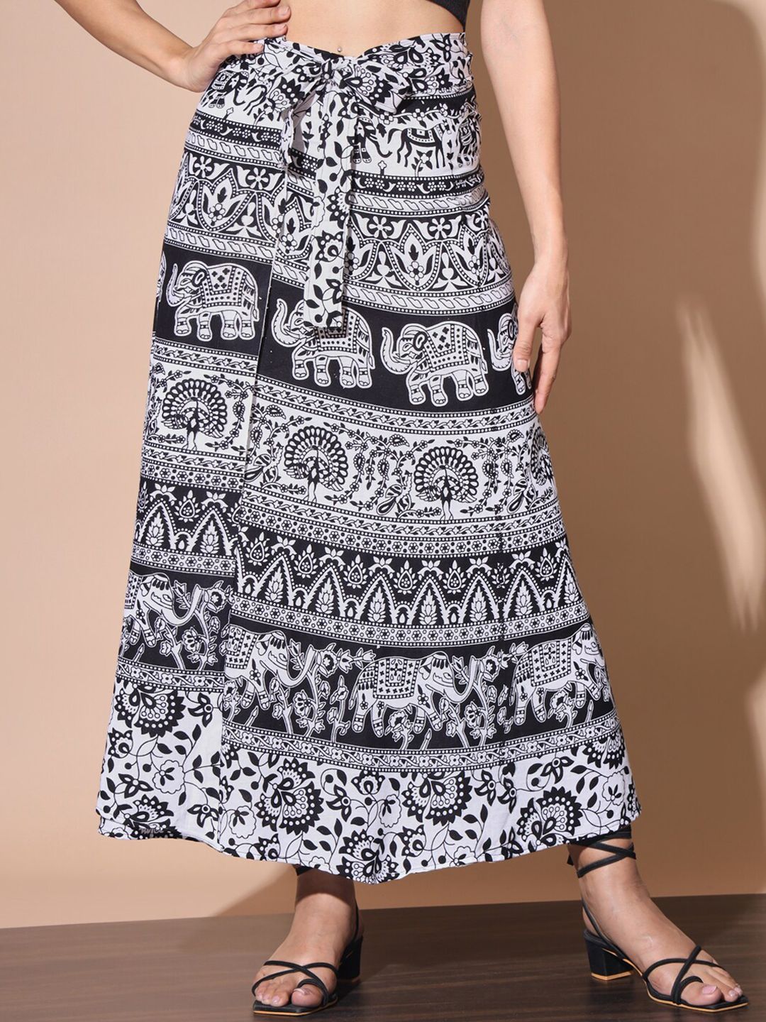BUY NEW TREND Ethnic Motif Printed Cotton Wrap Maxi Skirt Price in India