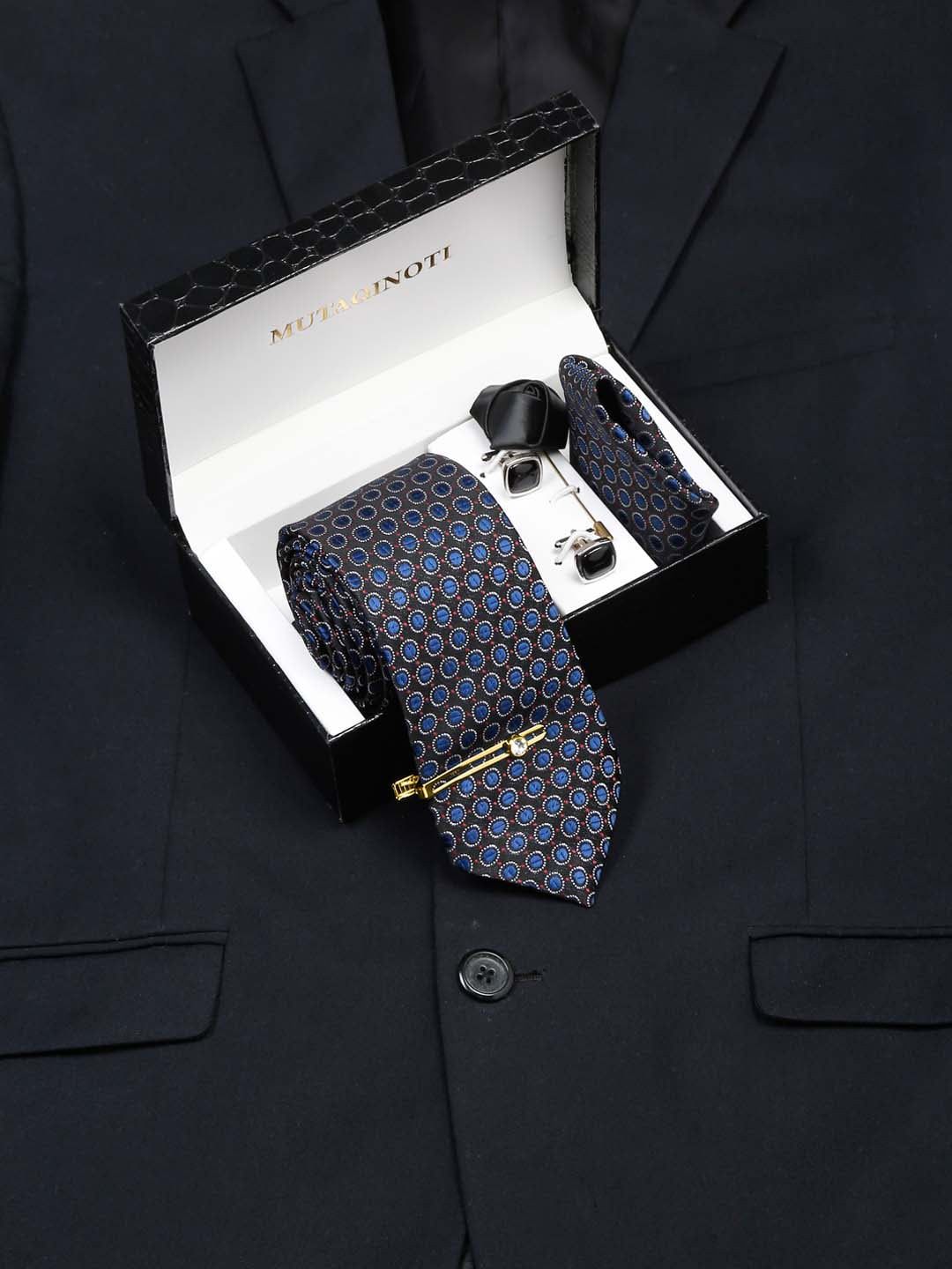 Buy MUTAQINOTI Men Tie Cufflinks Pocket Square & Brooch