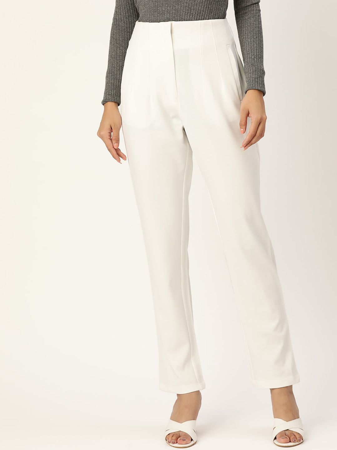 Zastraa Women Slim Fit High-Rise Trousers Price in India