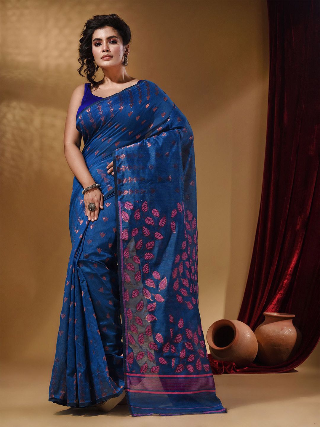Arhi Floral Woven Design Zari Jamdani Saree Price in India