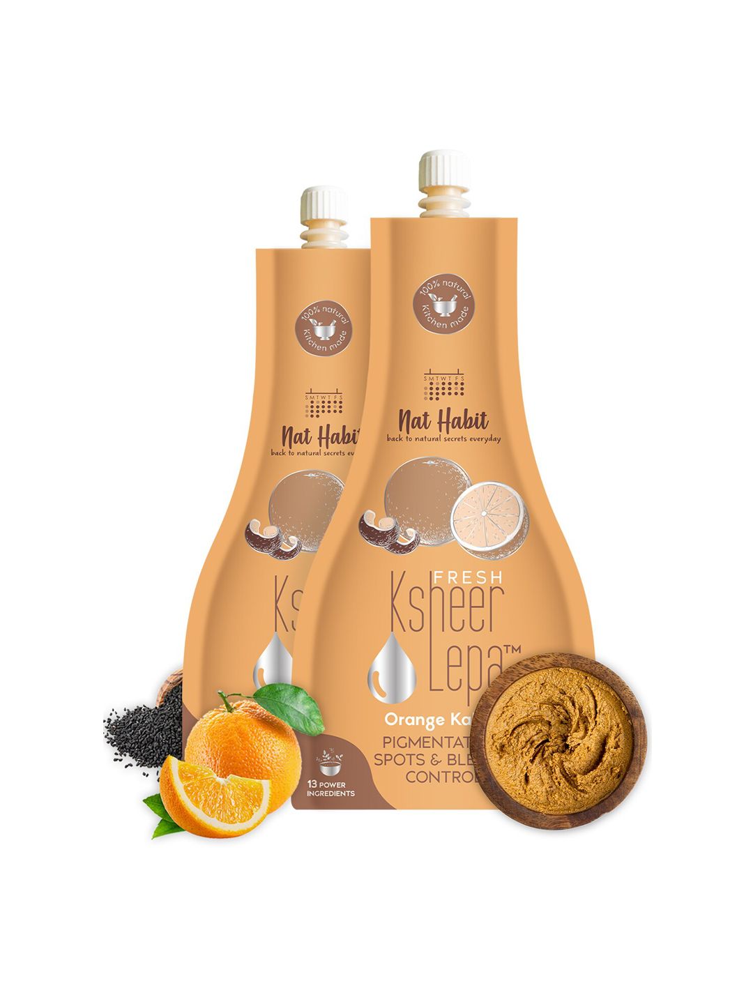 Nat Habit Set Of 2 Orange Kalonji Fresh Ksheer Lepa - 40 gm Each