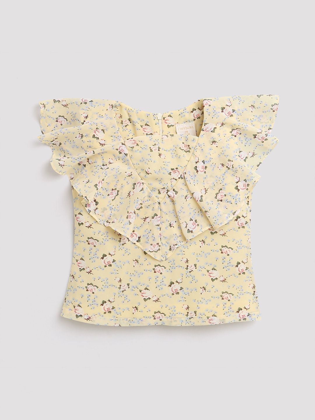 Tiny Girl Square Neck Ruffles Floral Printed Top