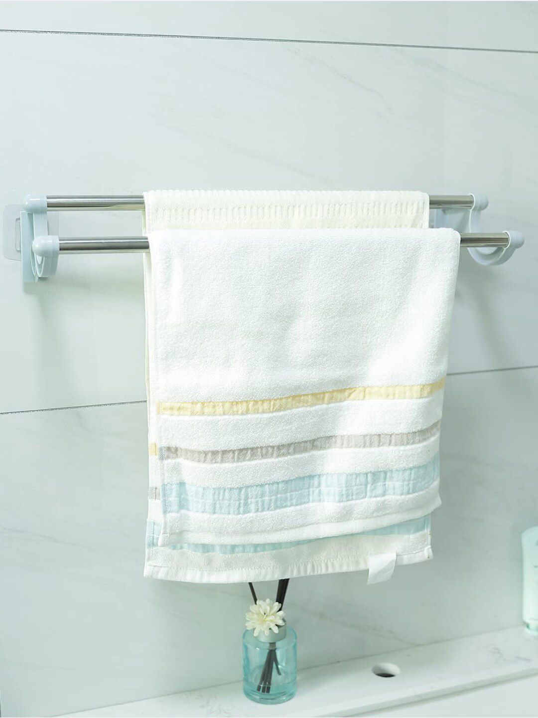 Kuber Industries Grey Wall Mounted Towel Hanger