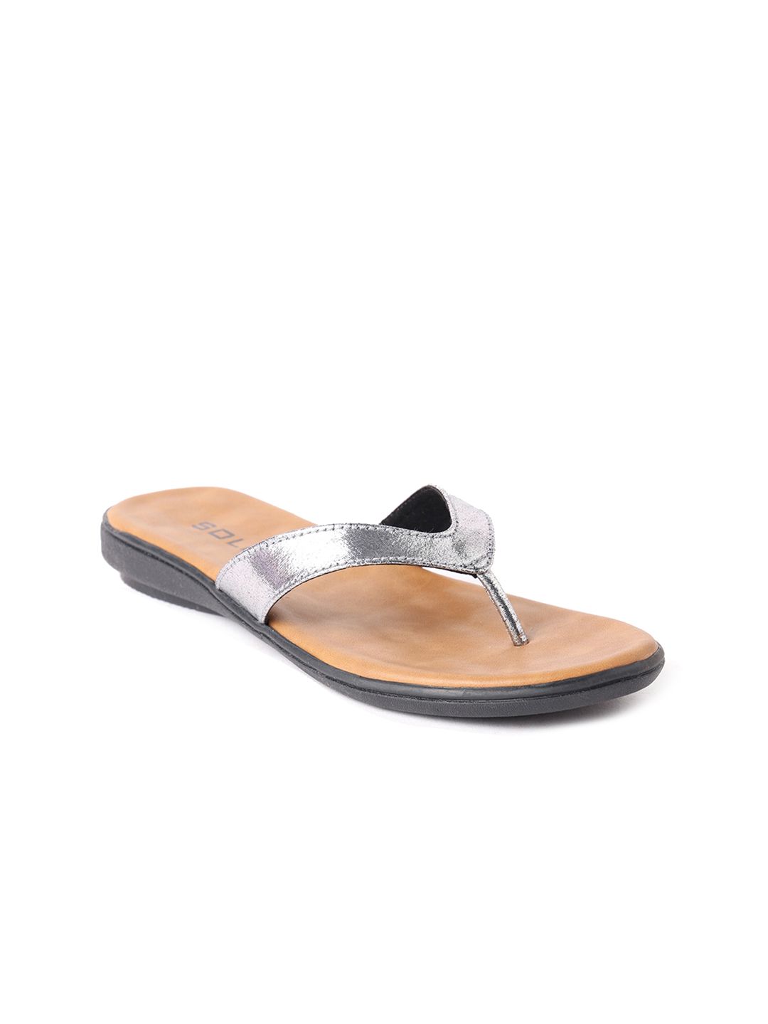 SOLES Textured T-Strap Flats Price in India