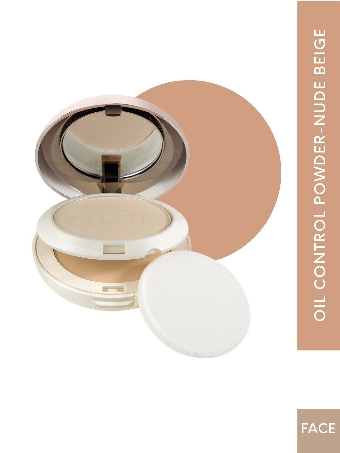 GLAM21 Oil Control Sleek & Soft 2-in-1 Sweat & Waterproof Compact Powder - 20gm - Nude Beige 02