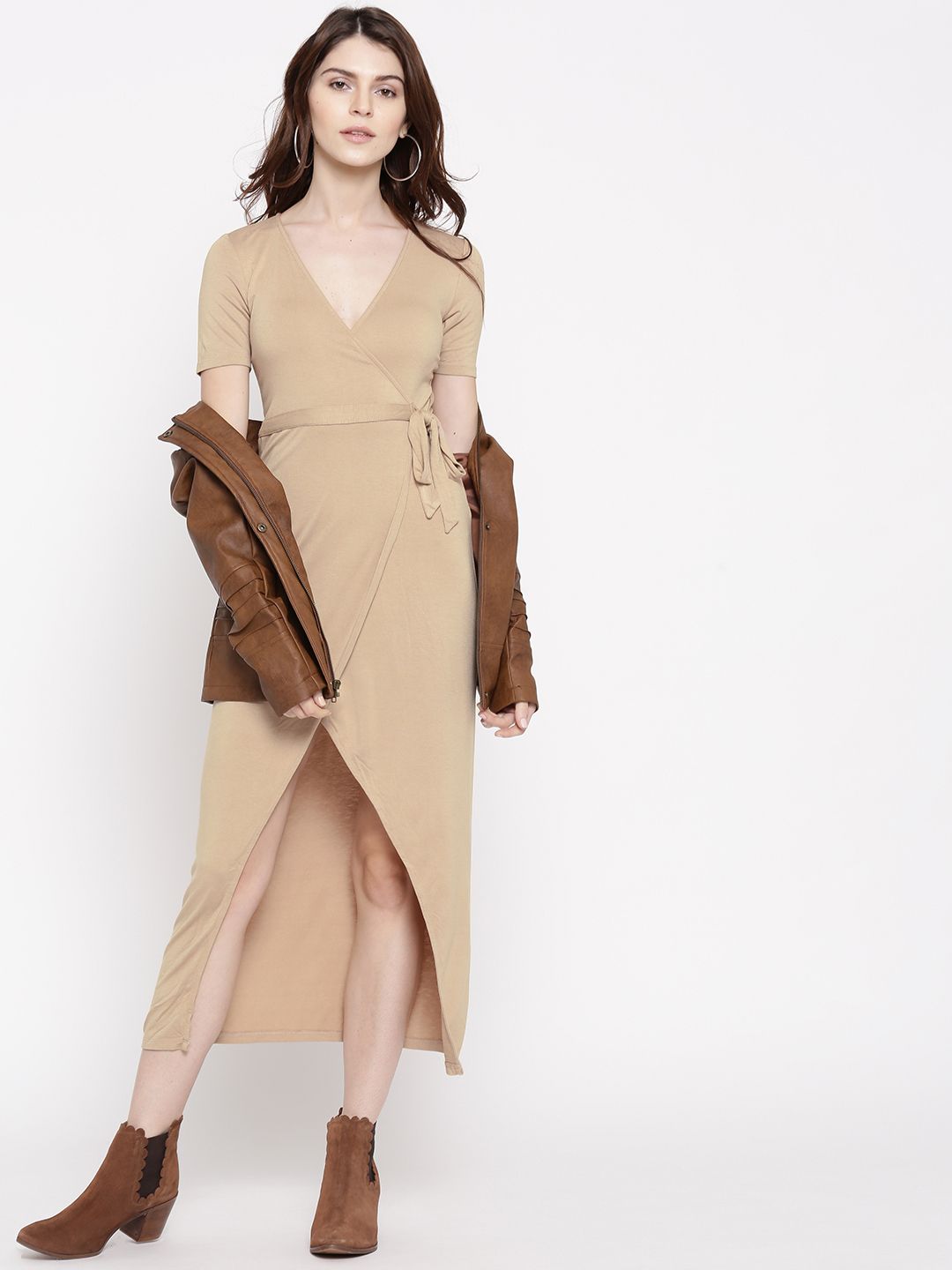 beige dress forever 21 Buy FOREVER 21 Women Beige Solid Midi Wrap Dress - Dresses for Women  2206437