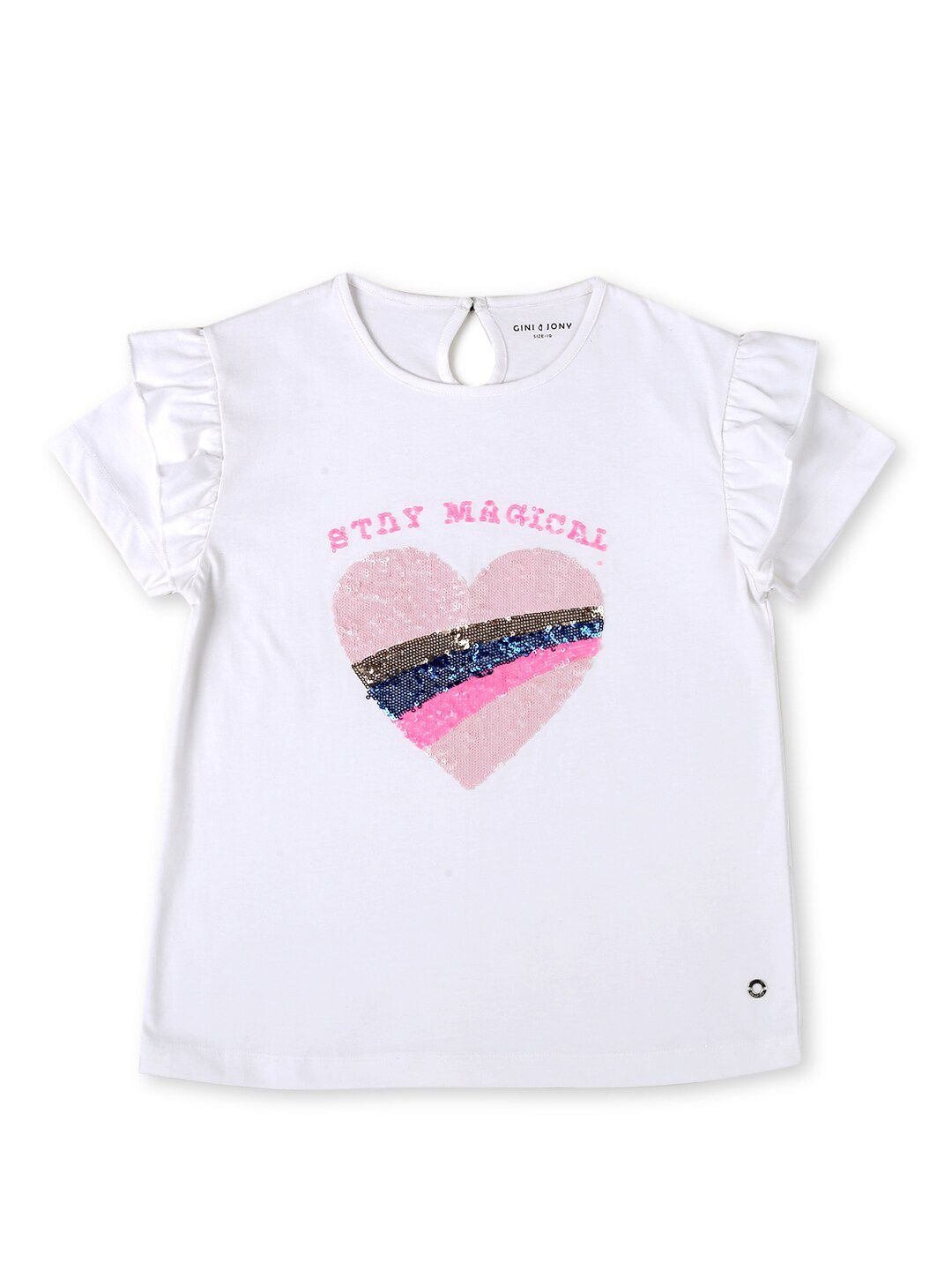 Gini and Jony Girls Round Neck Ruffled Top