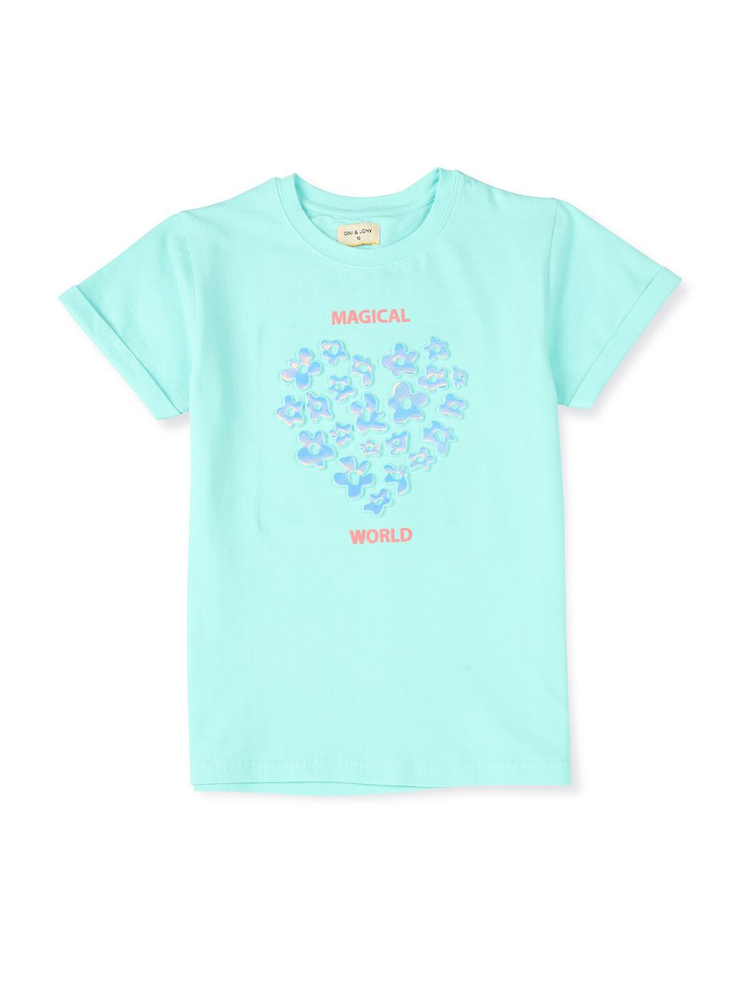 Gini and Jony Girls Conversational Printed Cotton T-Shirt