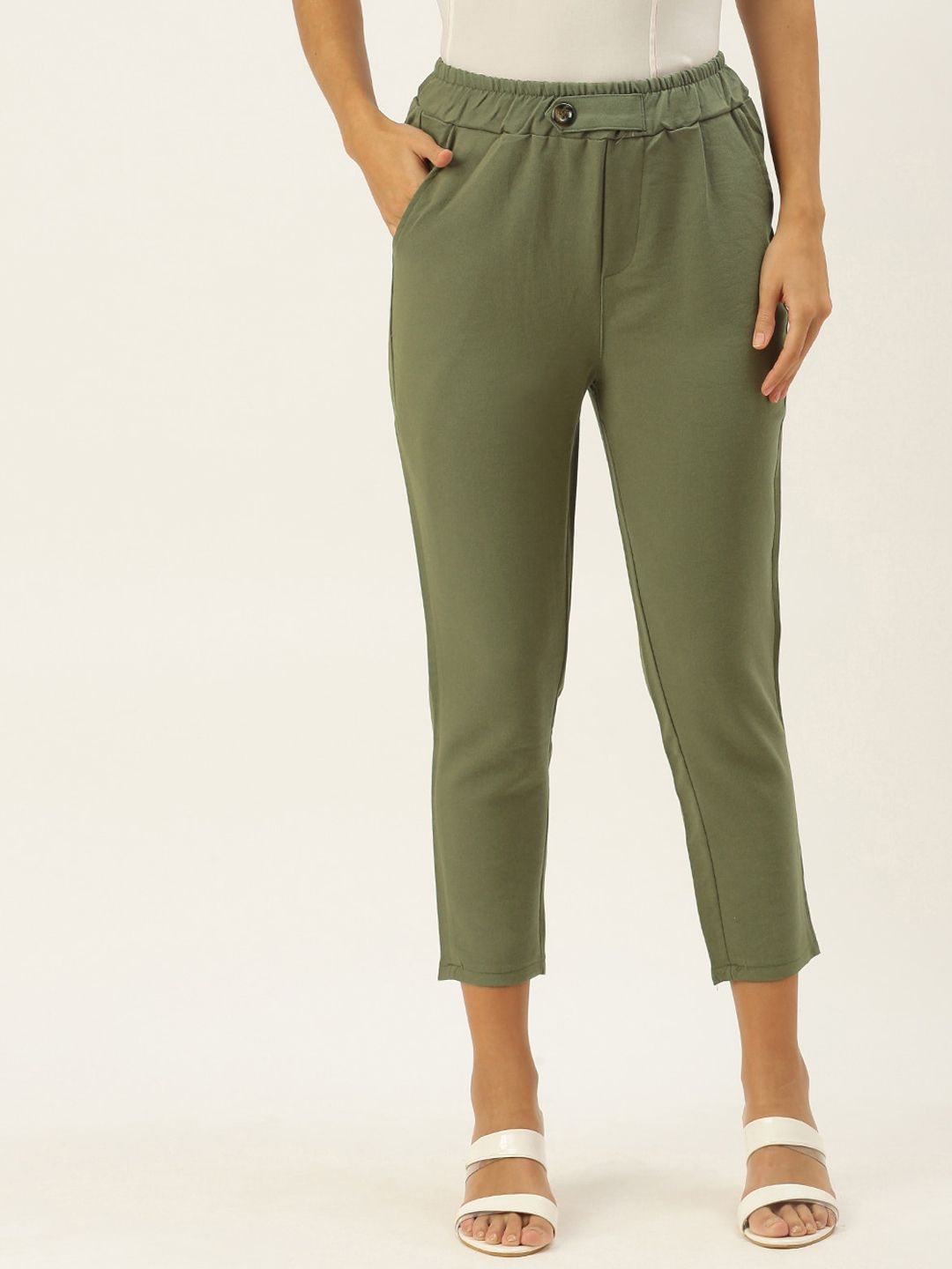 SHECZZAR Women Mid-Rise Cigarette Trousers Price in India