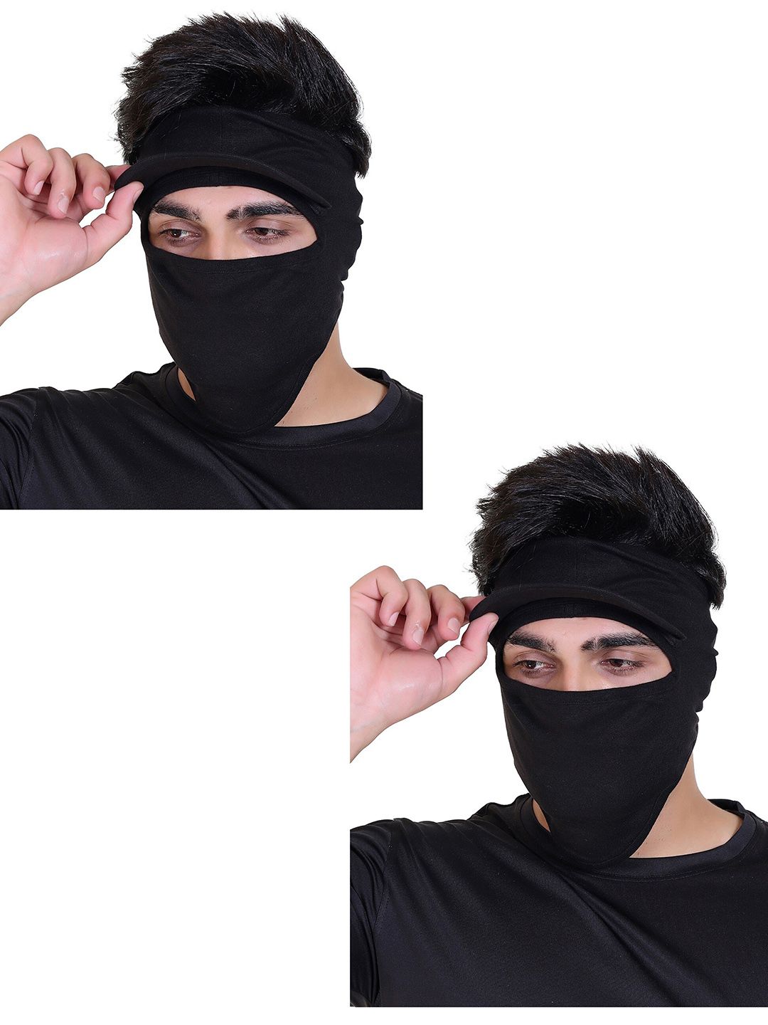 Gajraj Pack Of 2 Cotton Strechable Full Face Masks With Visor