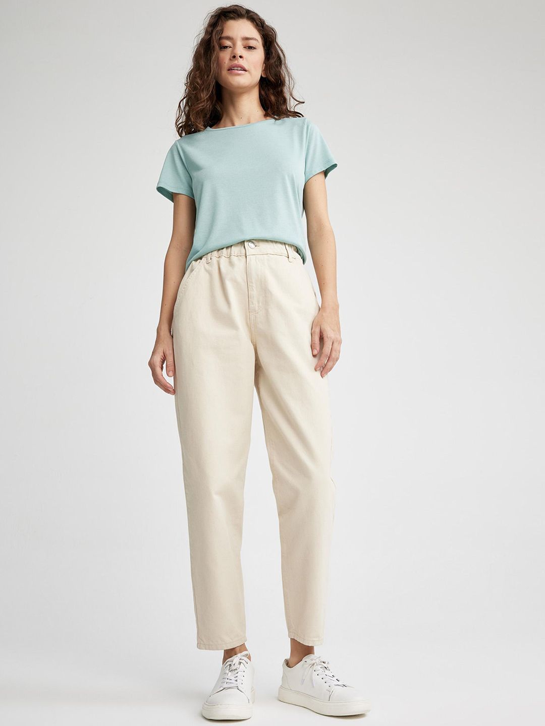 DeFacto Women Beige Trousers Price in India