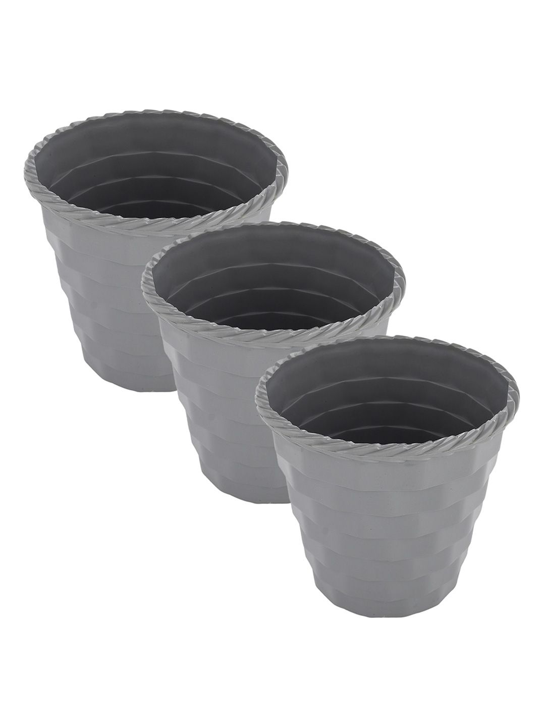 Buy Kuber Industries Pack of 3 Grey Textured Brick Flower Pot