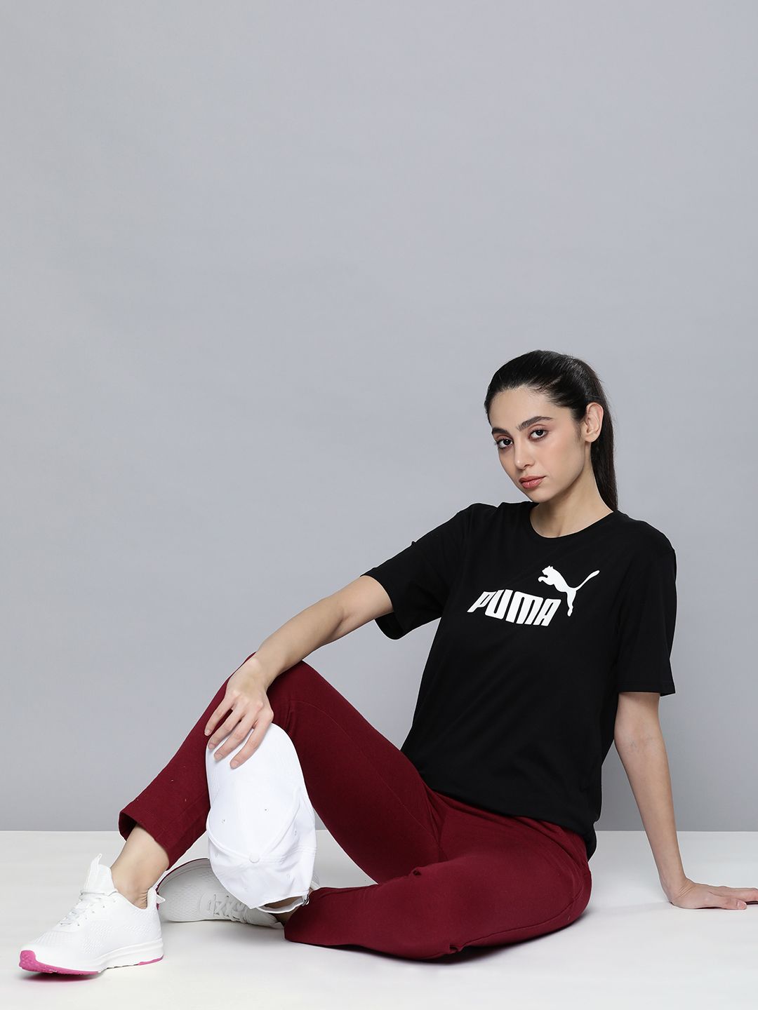 Puma Women Brand Logo Printed Boyfriend Fit Outdoor T-shirt Price in India