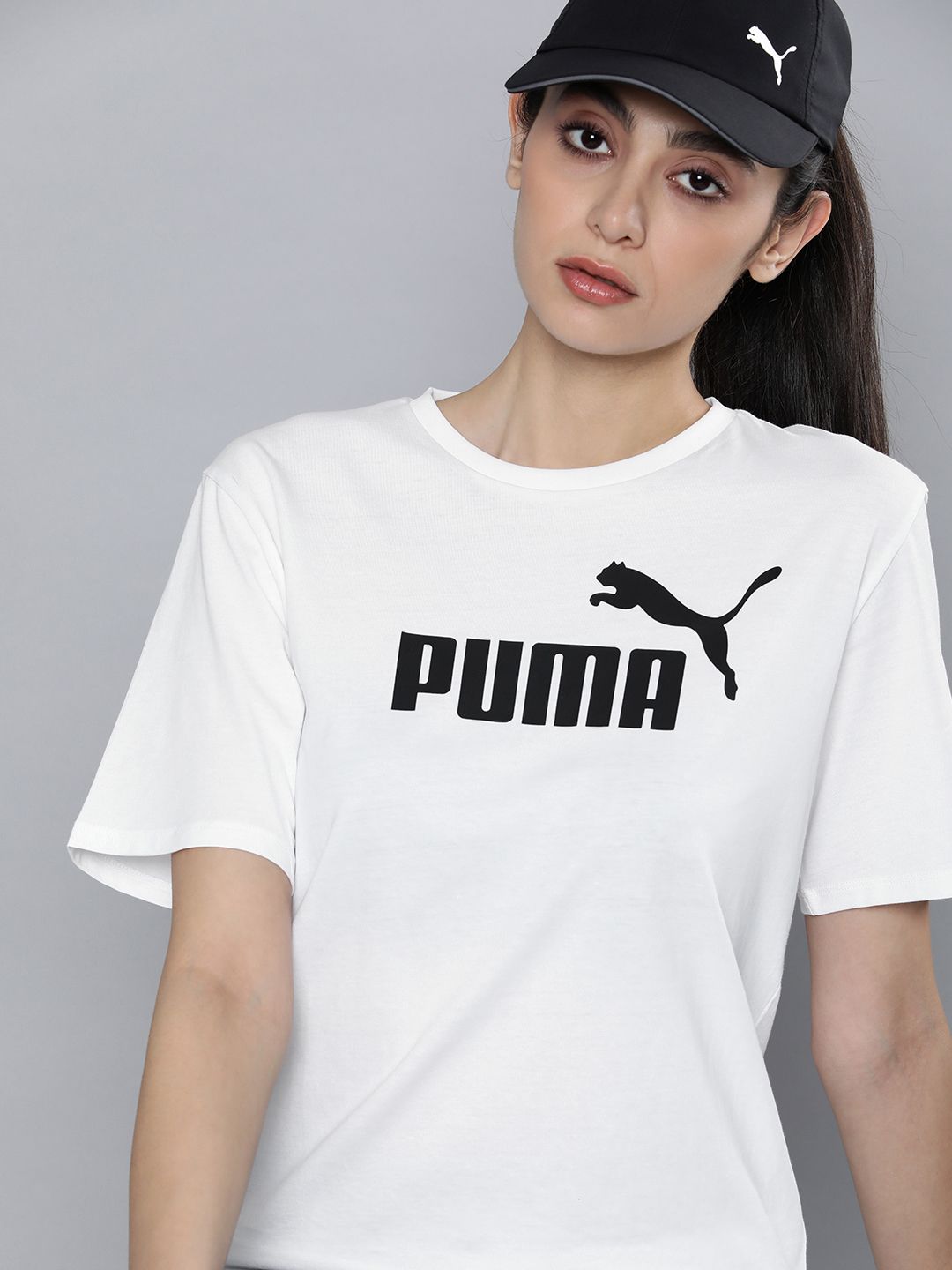 Puma Women Pure Cotton Relaxed Fit Brand Logo Printed Outdoor T-shirt Price in India