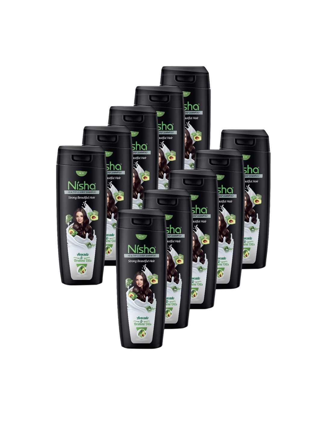 Nisha Set Of 10 Healthy & Shiny Storng Beautiful Hair Avocado Shampoo - 180 ml each