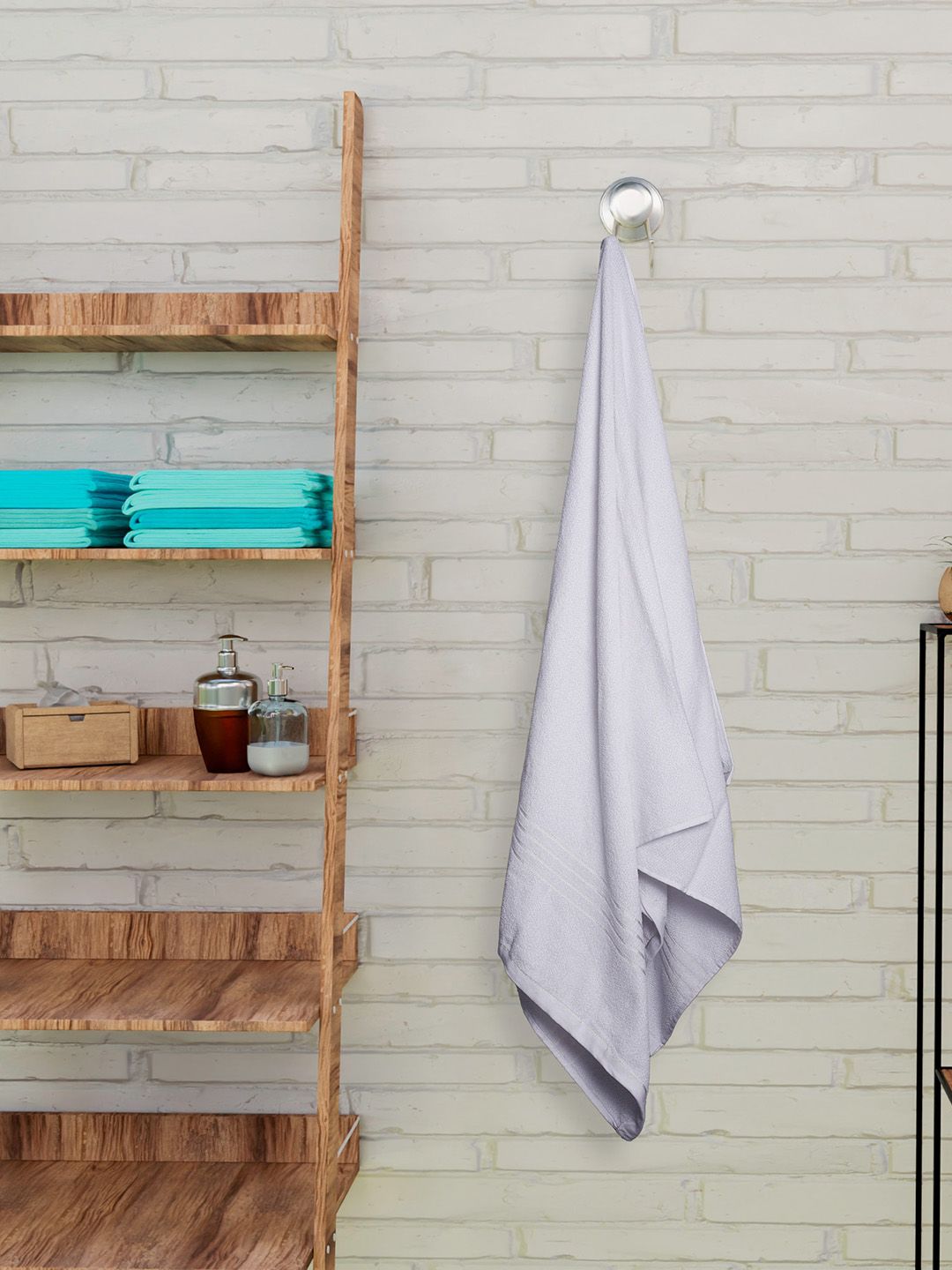 CURIOUS LIFESTYLE White & Blue 4 Pieces 400 GSM Cotton Towel Set