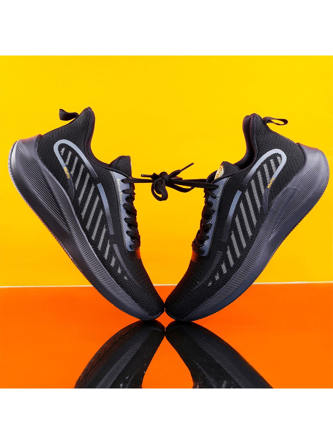 bacca bucci Men Black Non-Marking Training or Gym Mesh Running Shoes