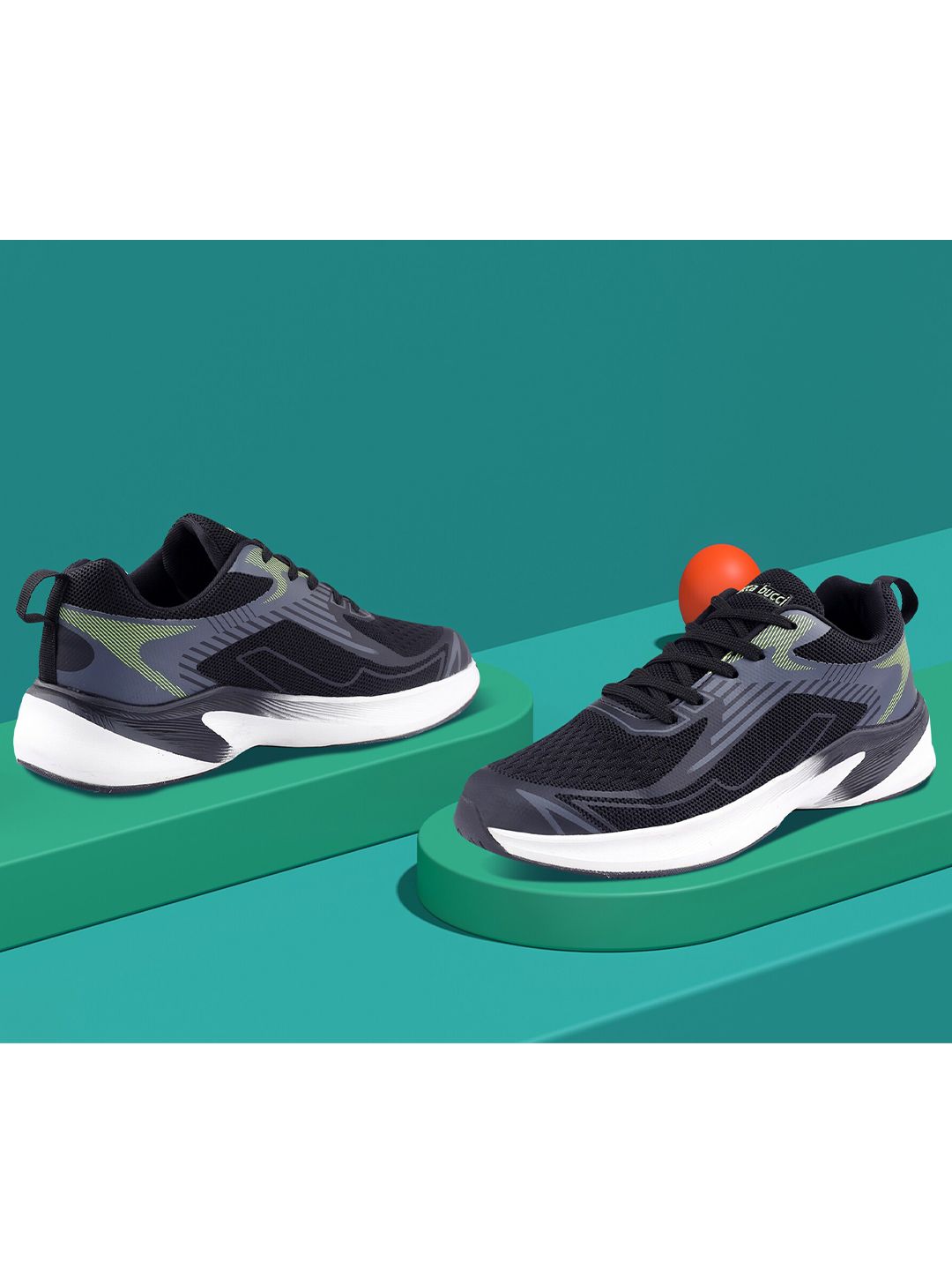 bacca bucci Men Black Mesh Training or Gym Non-Marking BBMG8212A Running Sports Shoes