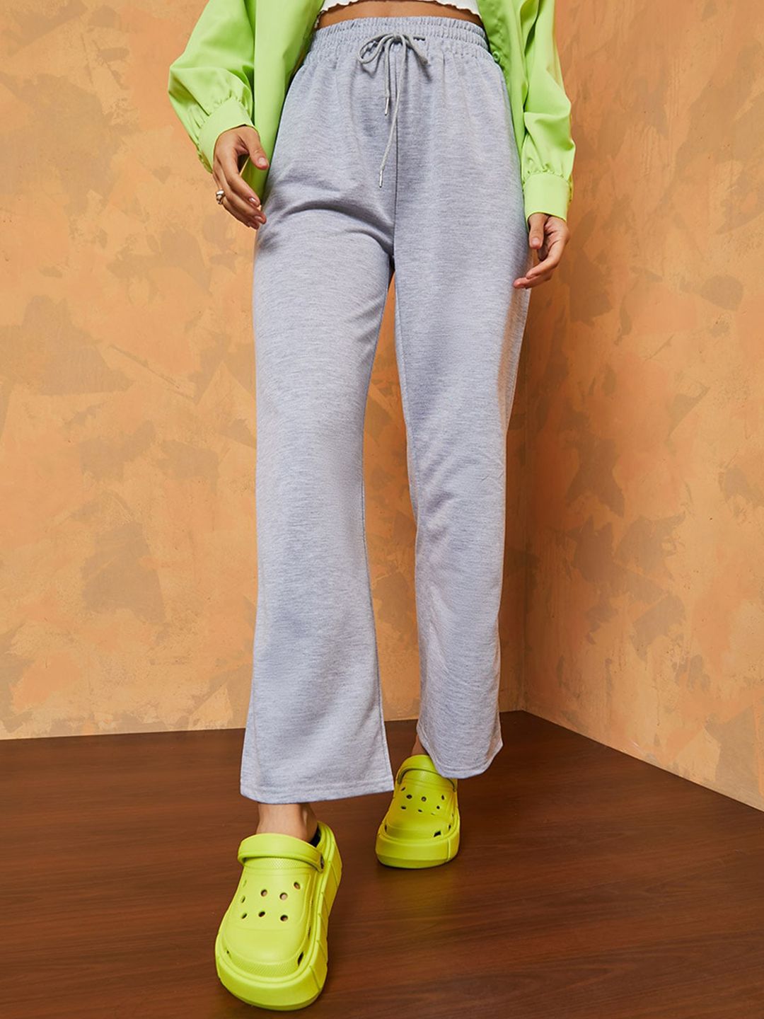 Styli Women Grey High-Rise Trousers Price in India