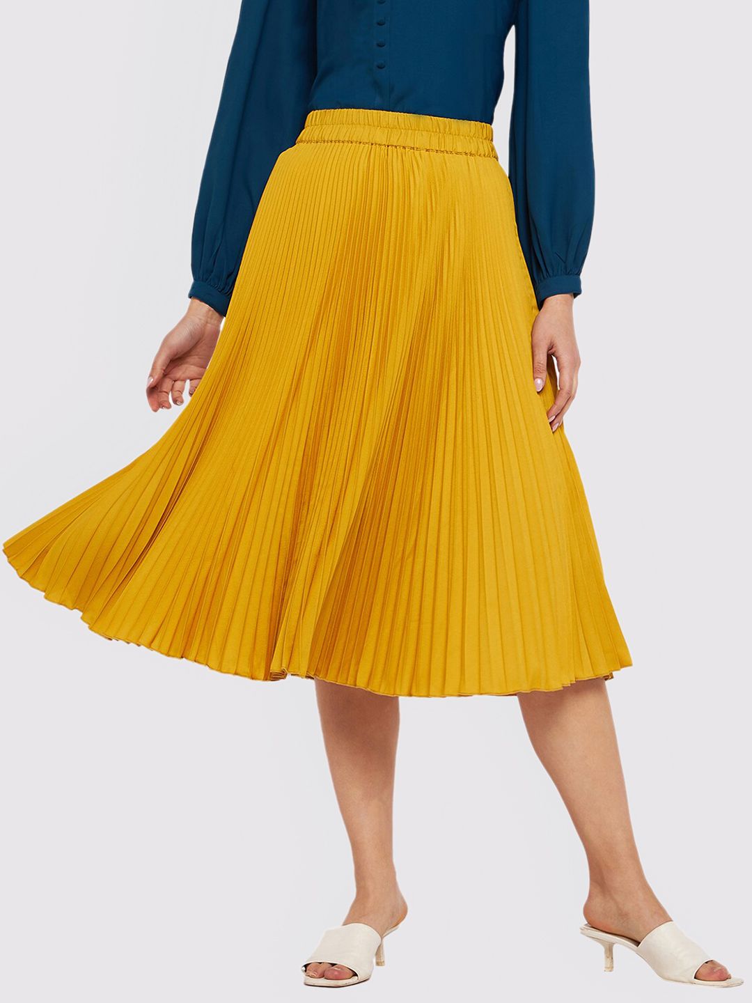 Antheaa Accordion Pleated Flared Slip-On Skirt Price in India