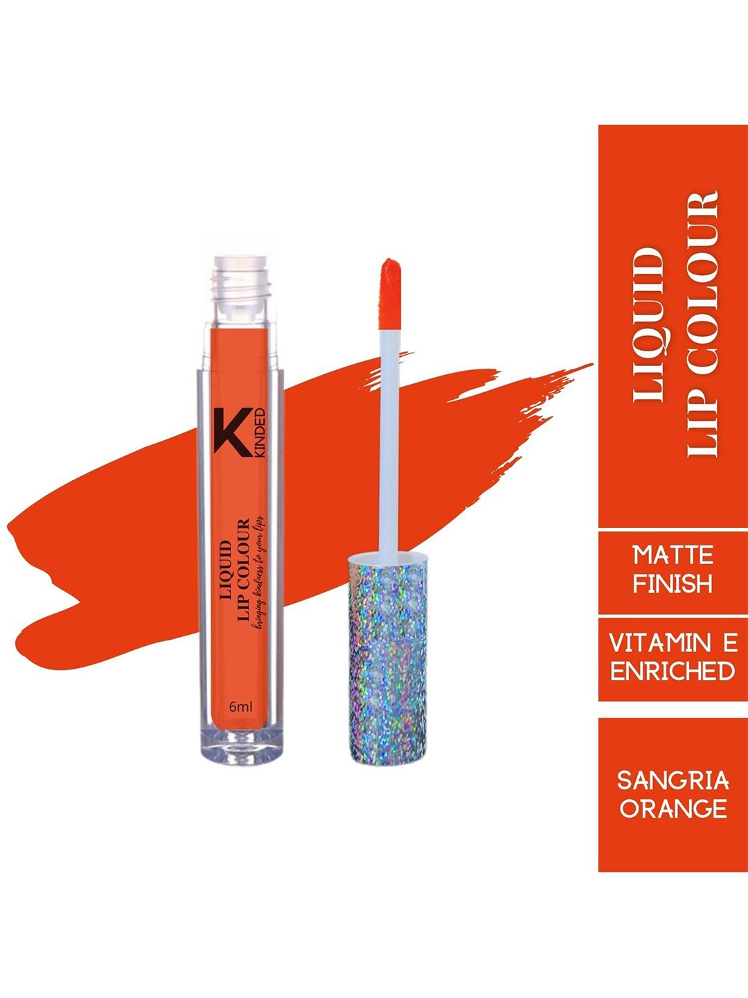 KINDED Vitamin E Enriched Long Lasting Matte Liquid Lip Colour Lipstick 6 ml - Sangria Orange 08