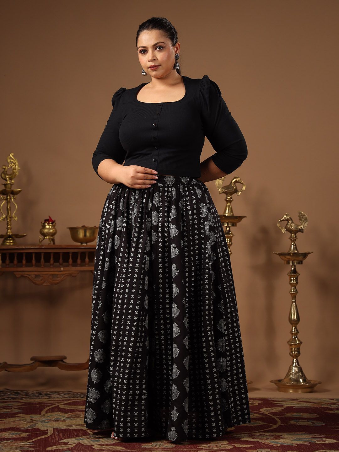 anayna Floral Printed Flared Maxi Skirt Price in India