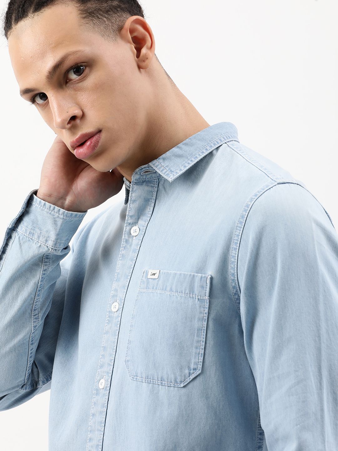 Buy Lee Slim Fit Spread Collar Twill Cotton Casual Shirt - Shirts